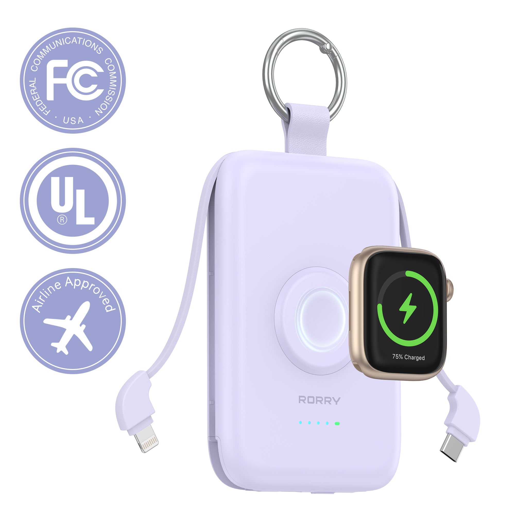 RORRY D2-10000mAh CharmGo Portable Charger Keychain Power Bank 20W
