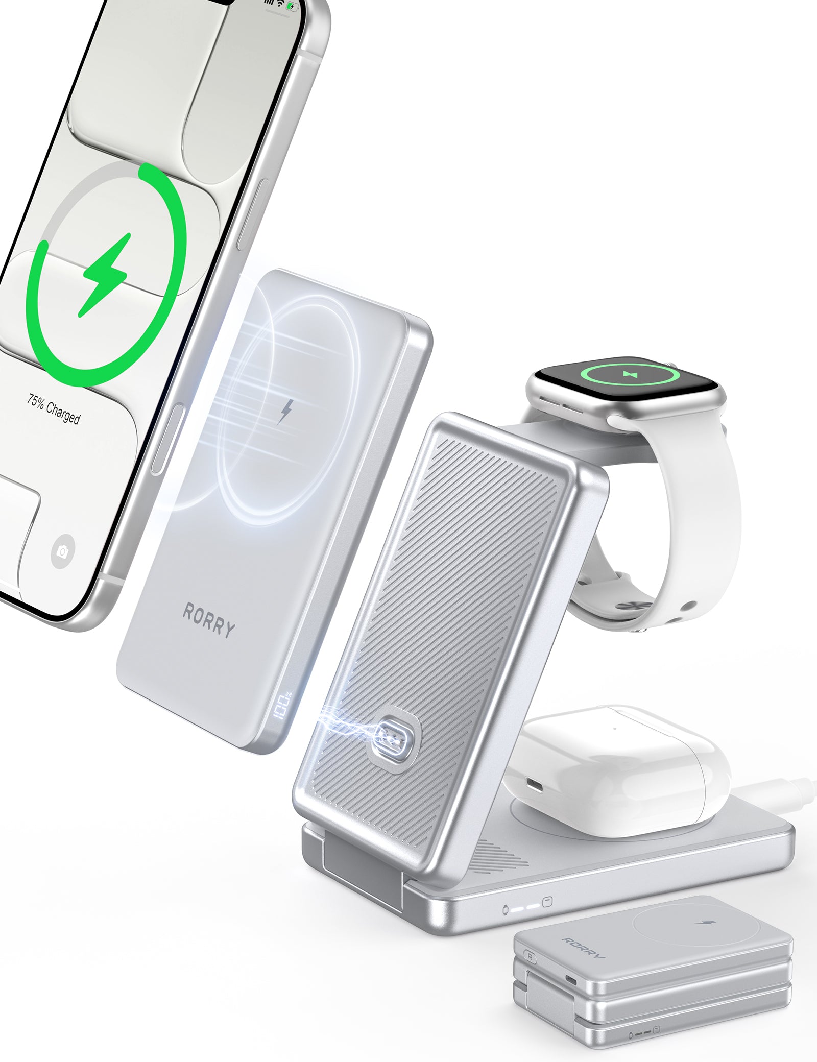 RORRY AuraDock M1-10000mAh 4-in-1 Charging Station with Magnetic Power Bank 30W