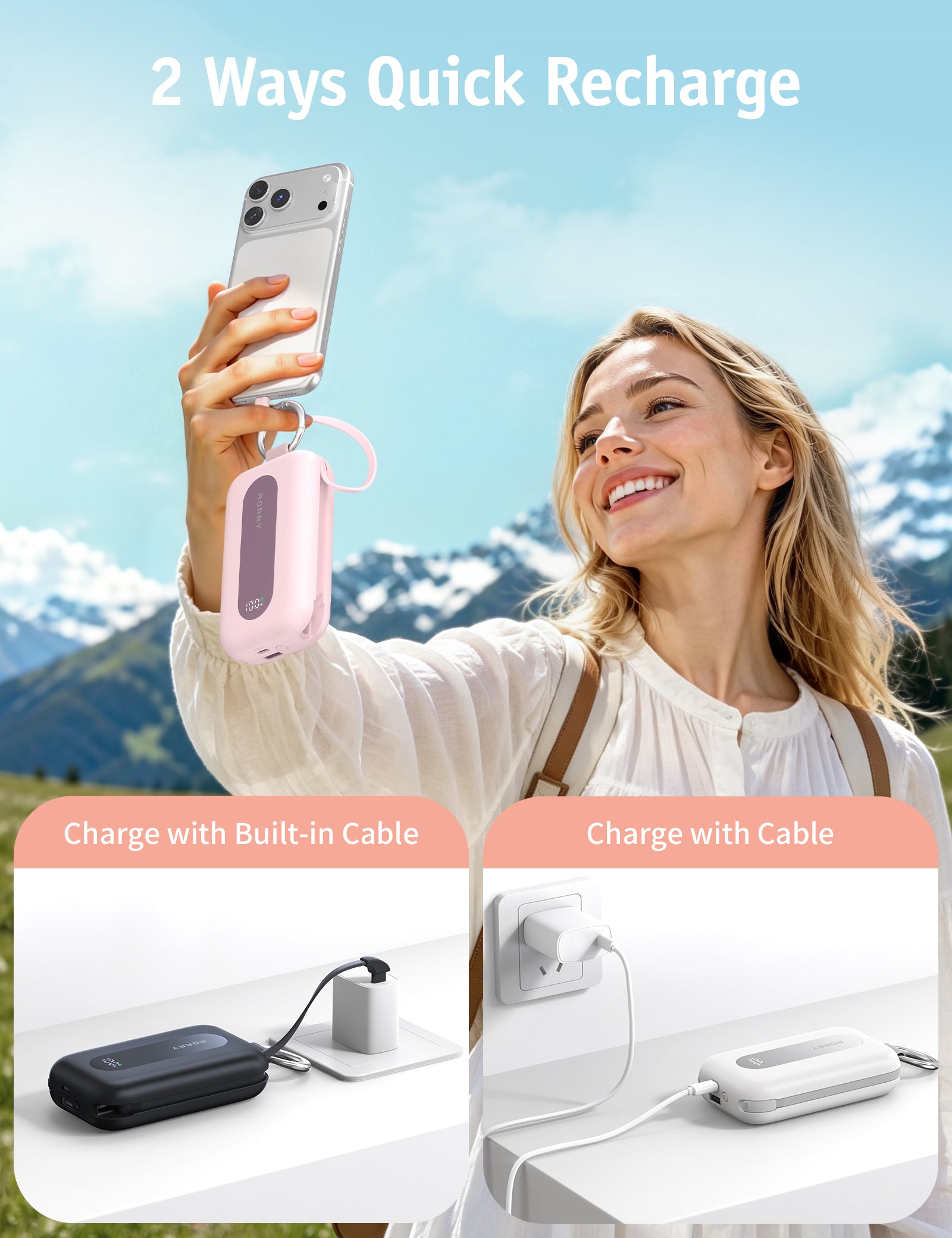 RORRY CharmGo T1-20000mAh Portable Charger Keychain Power Bank 30W
