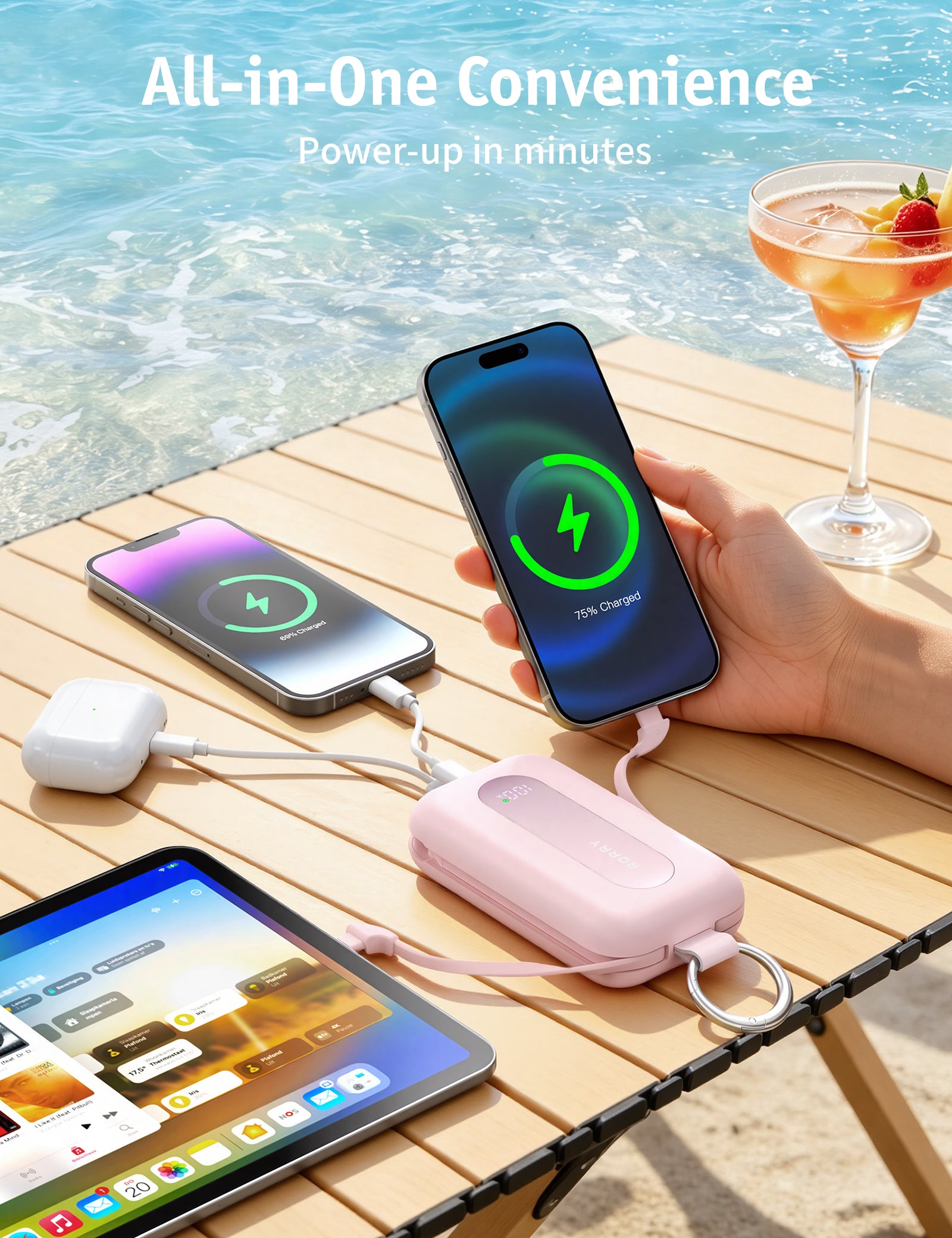 RORRY CharmGo T1-20000mAh Portable Charger Keychain Power Bank 30W