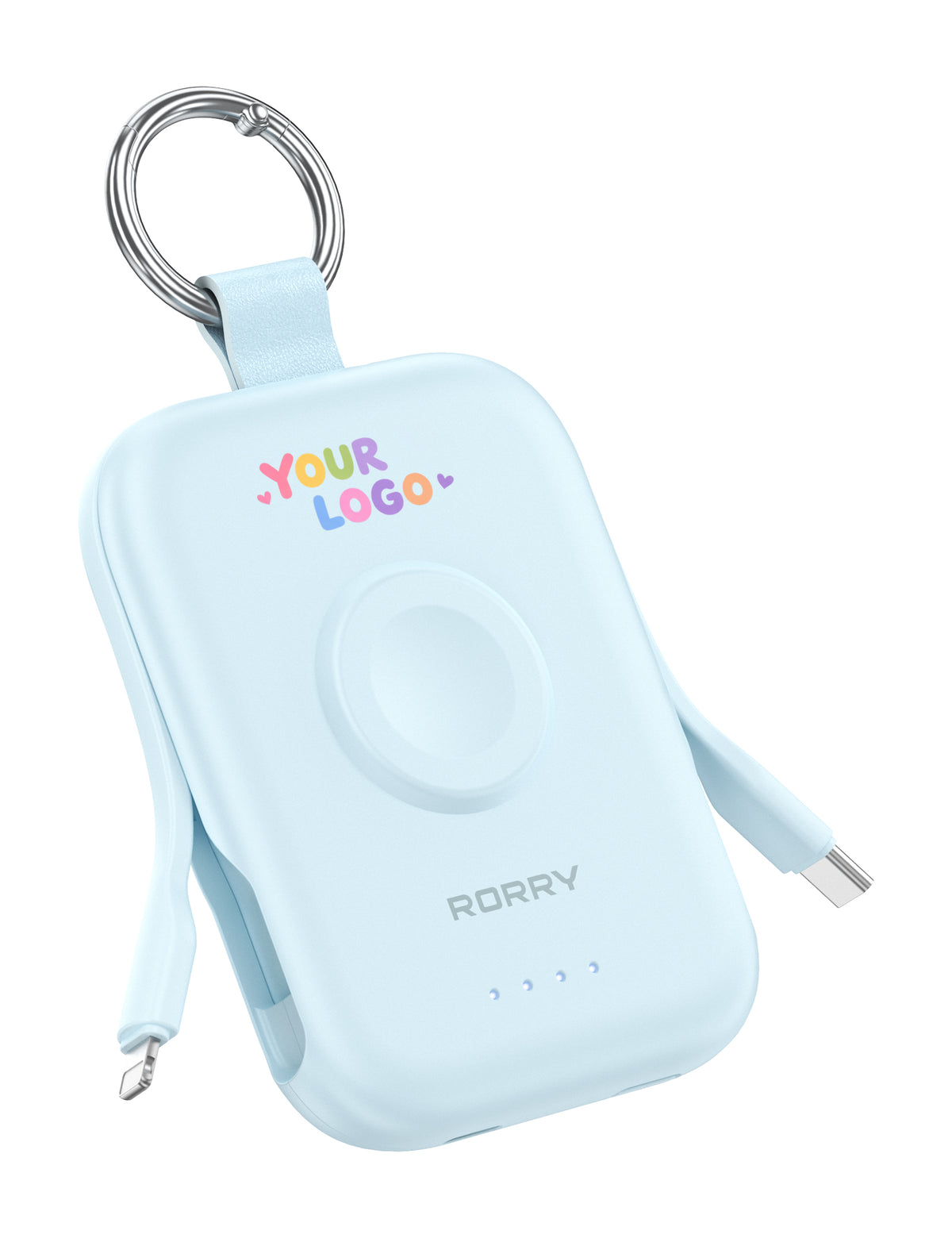 CharmGo D2 Schlüsselanhänger-Powerbank mit individuellem RORRY-Logo (5.000 mAh) – Großpackung