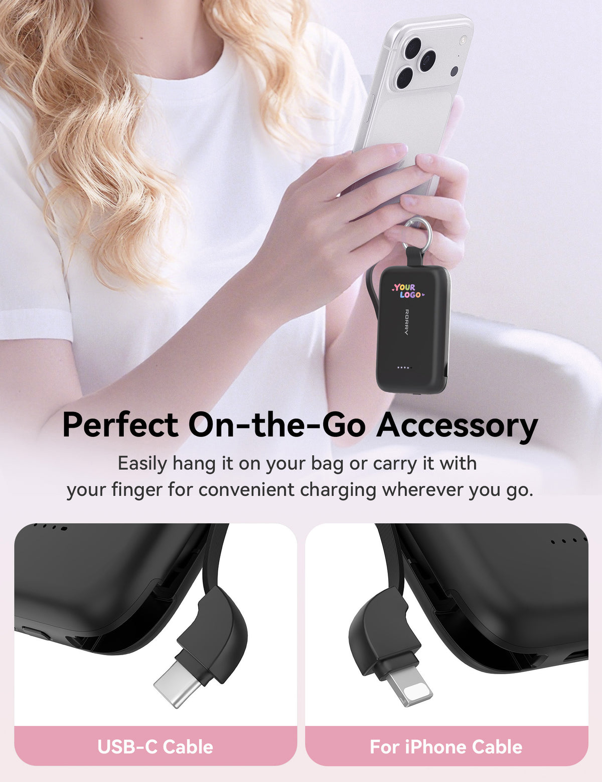 RORRY CharmGo T1-10000mAh Chargeur portable porte-clés batterie externe 30W