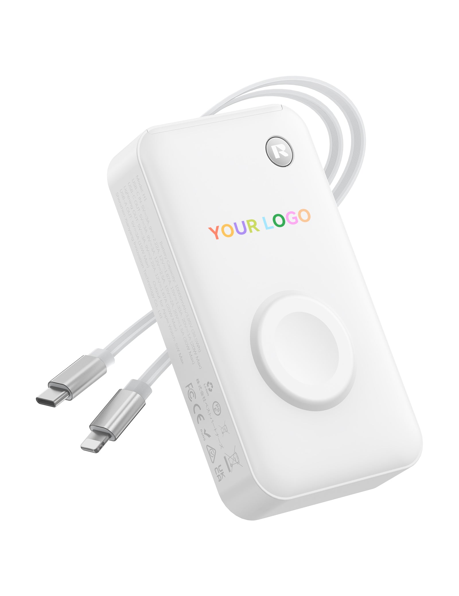 Chargeur portable RORRY H1-10000mAh 30W avec câbles rétractables