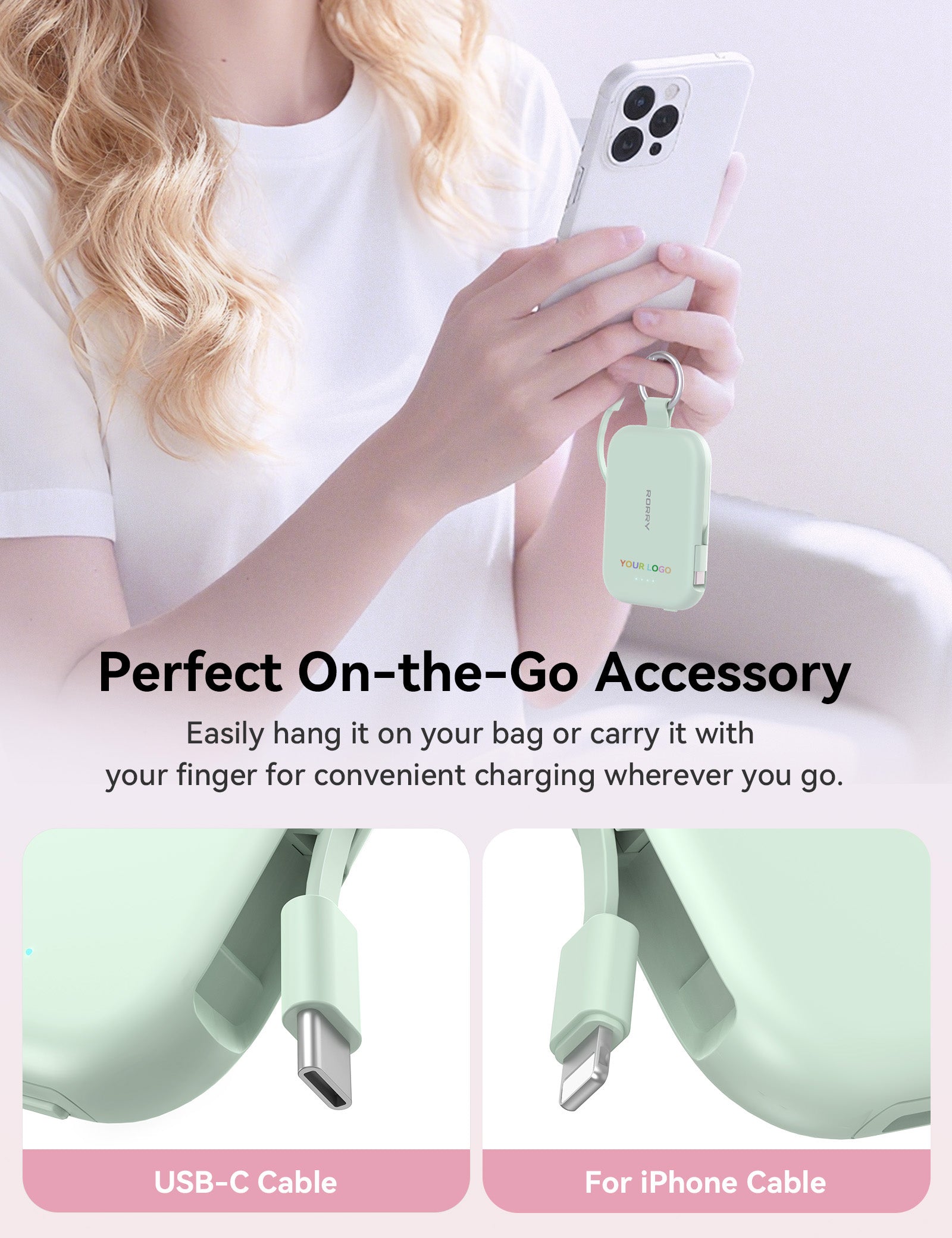 Custom Logo RORRY CharmGo T1-5000mAh Portable Charger Keychain Power Bank