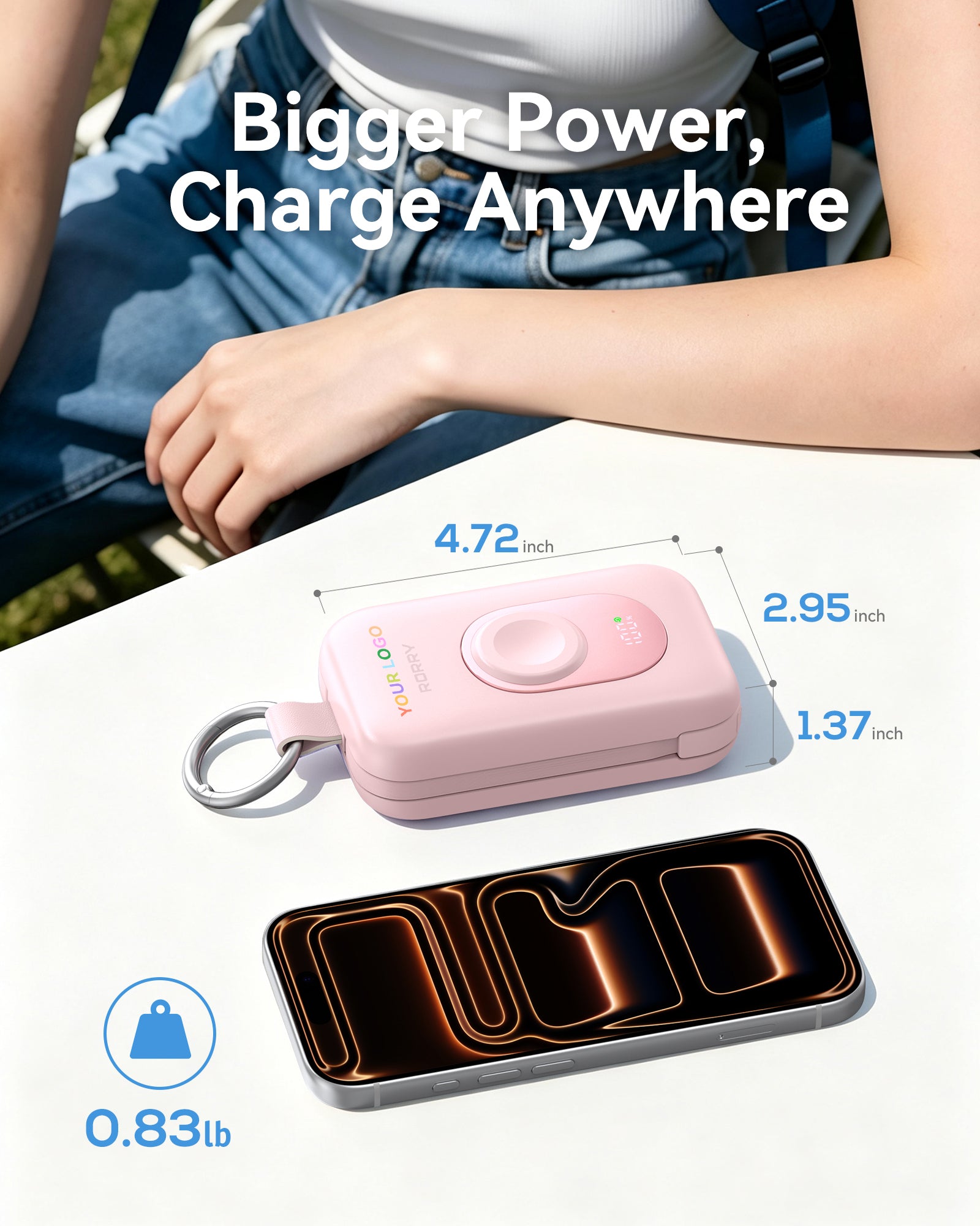 Custom Logo RORRY CharmGo D2-20000mAh Portable Charger Keychain Power Bank 30W
