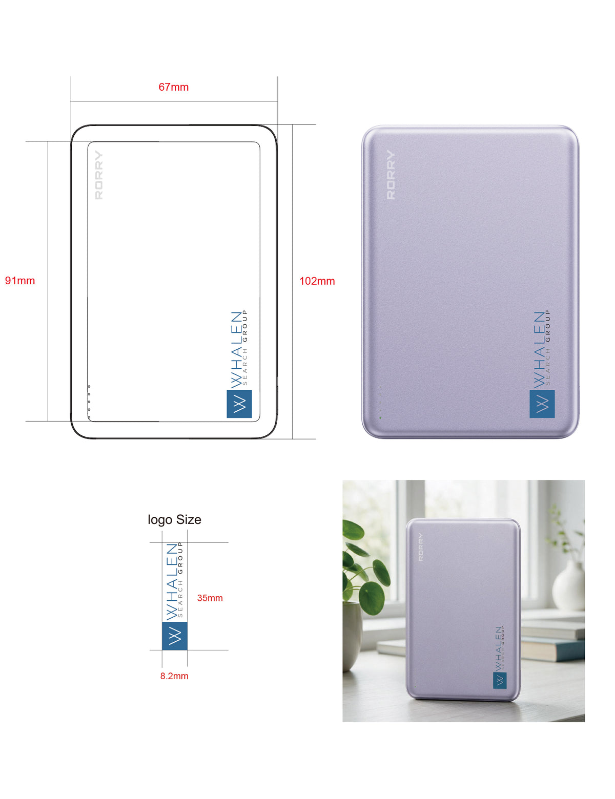 RORRY D14-10000mAh Batería externa MagSafe ultradelgada con logotipo personalizado
