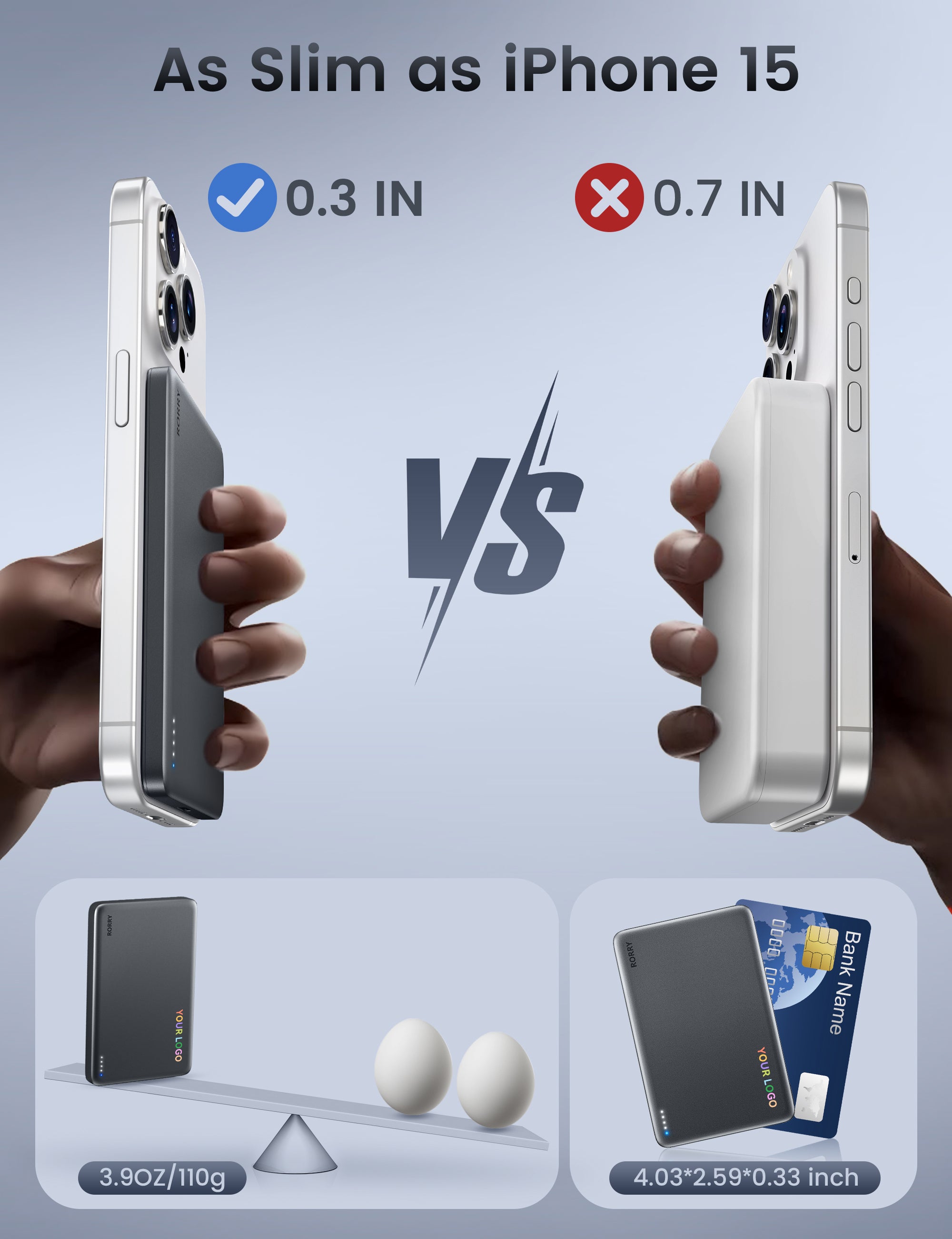 RORRY D14 Magsafe Powerbank 5K Slim (mit individuellem Logo)