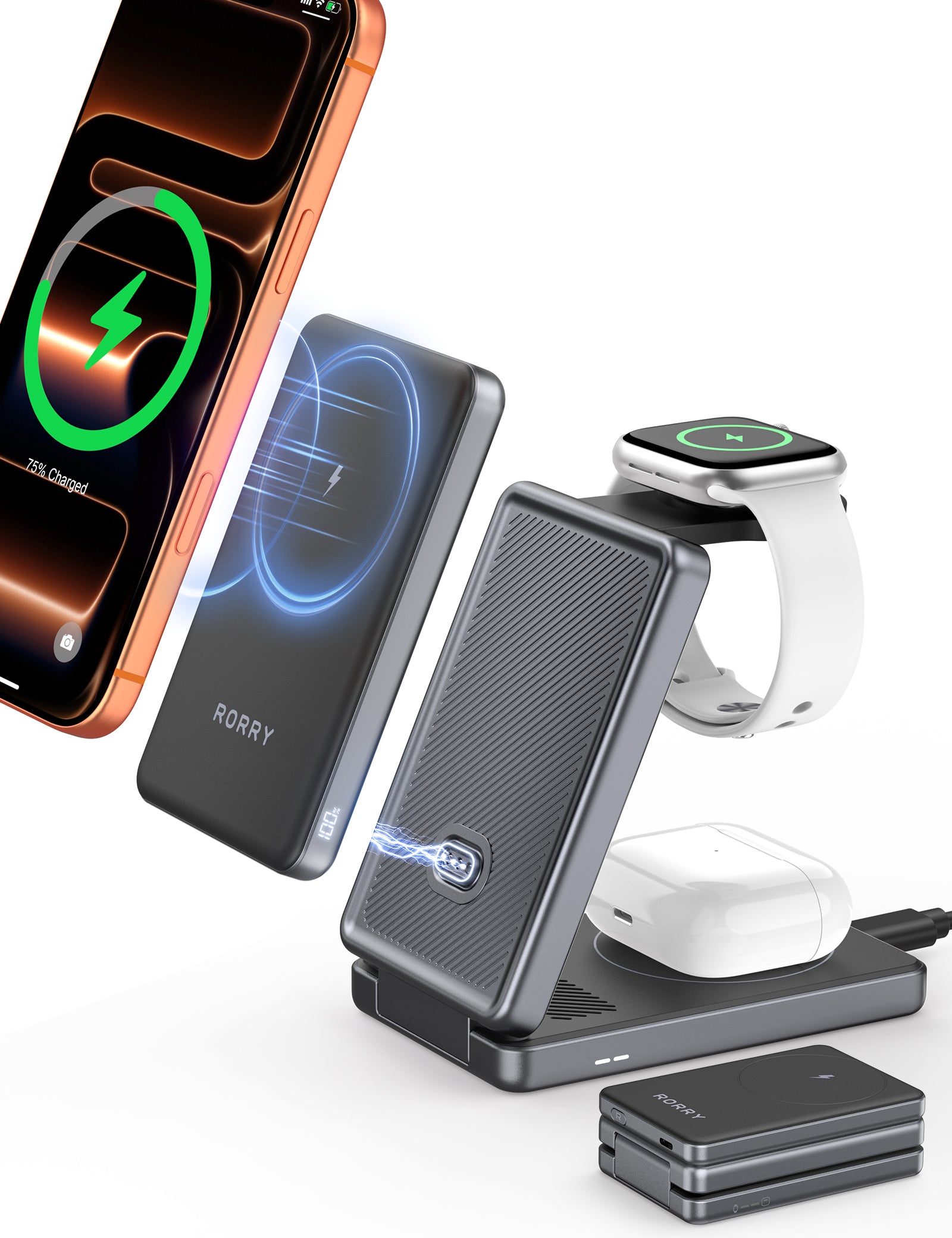 RORRY AuraDock M1-5000mAh 4-in-1 Ladestation mit magnetischer Powerbank