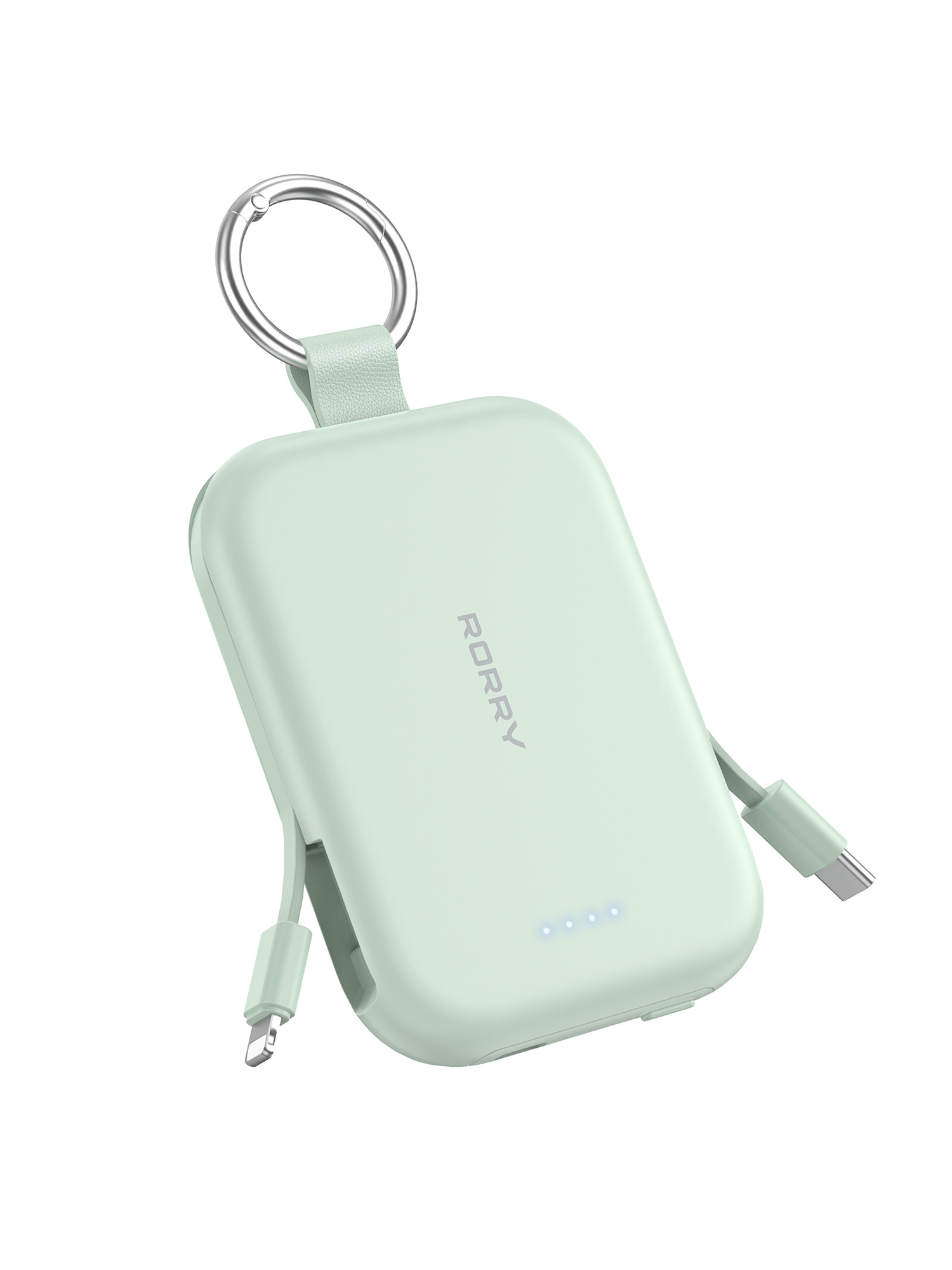 RORRY T1 5000mAh Portable Charger Keychain Power Bank with Built-in Cables Travel Charger Battery Pack