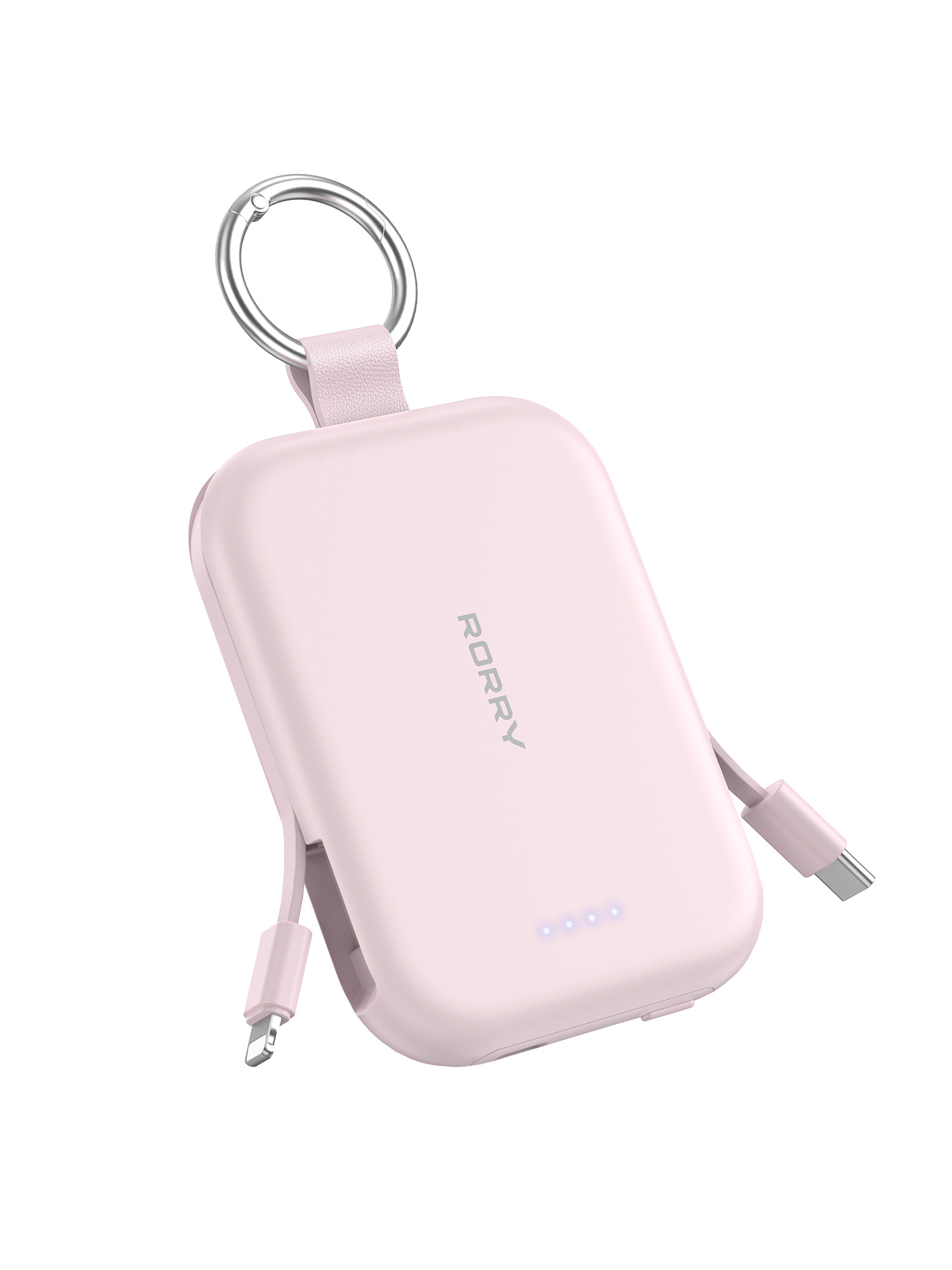 RORRY T1 5000mAh Portable Charger Keychain Power Bank with Built-in Cables Travel Charger Battery Pack
