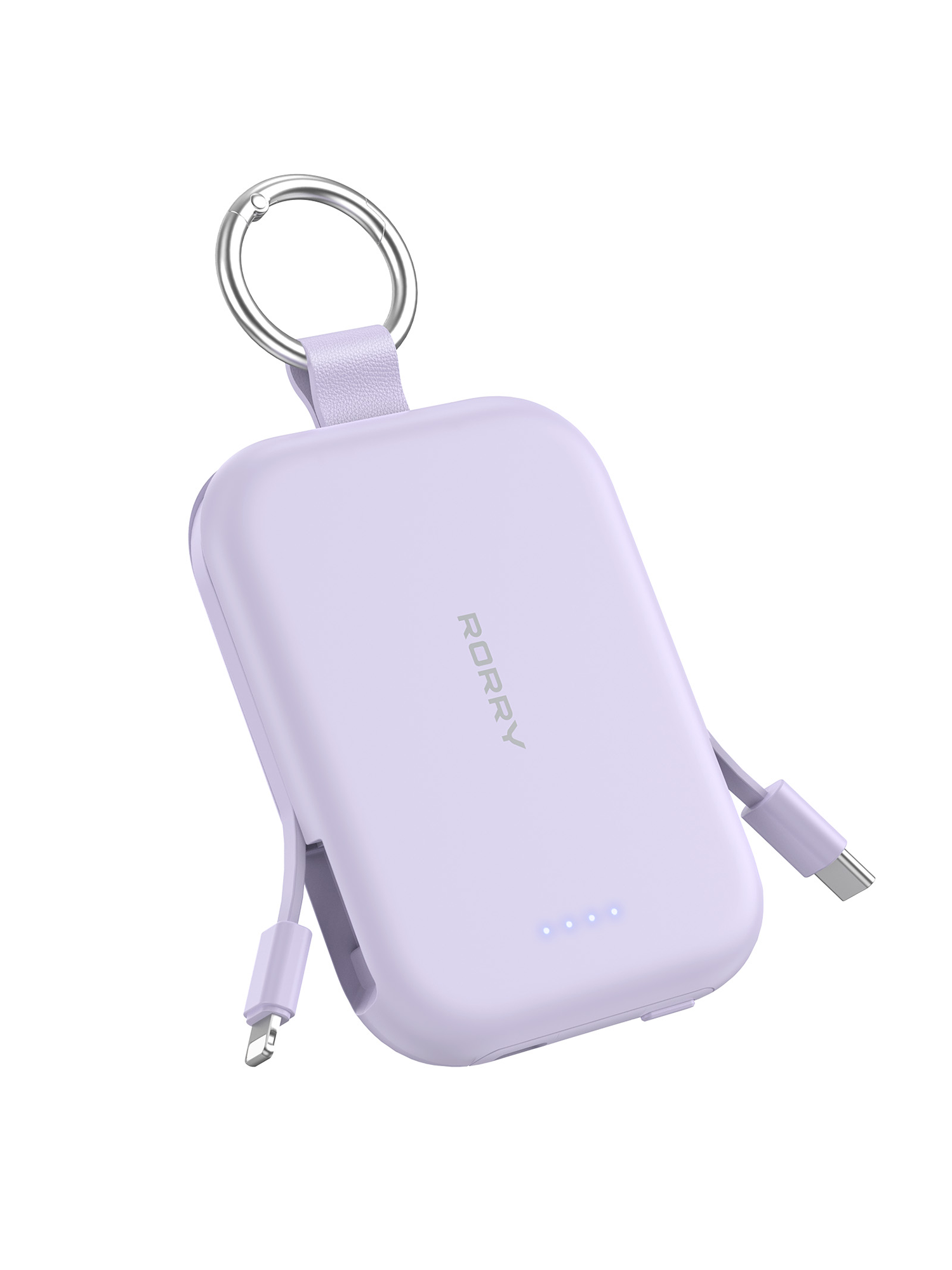 RORRY T1 5000mAh Portable Charger Keychain Power Bank with Built-in Cables Travel Charger Battery Pack