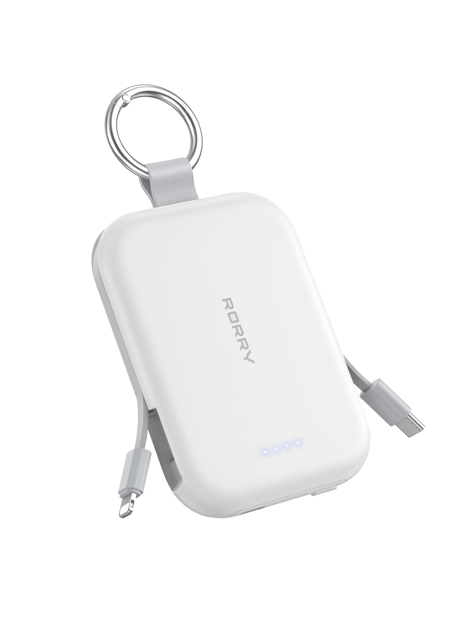 RORRY T1 5000mAh Portable Charger Keychain Power Bank with Built-in Cables Travel Charger Battery Pack