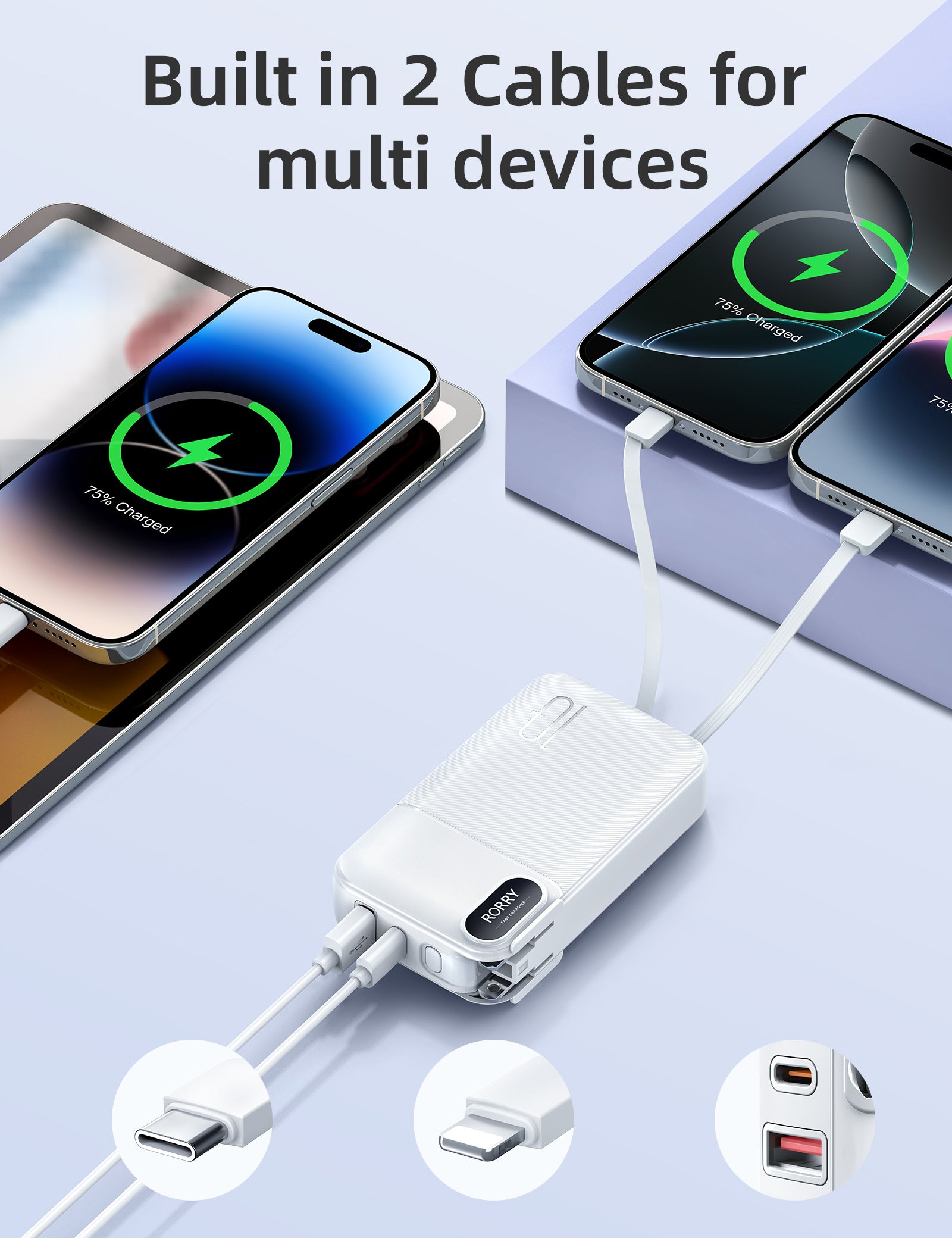 RORRY CB06-10000mAh Portable Charger 22.5W Fast Charging Power Bank