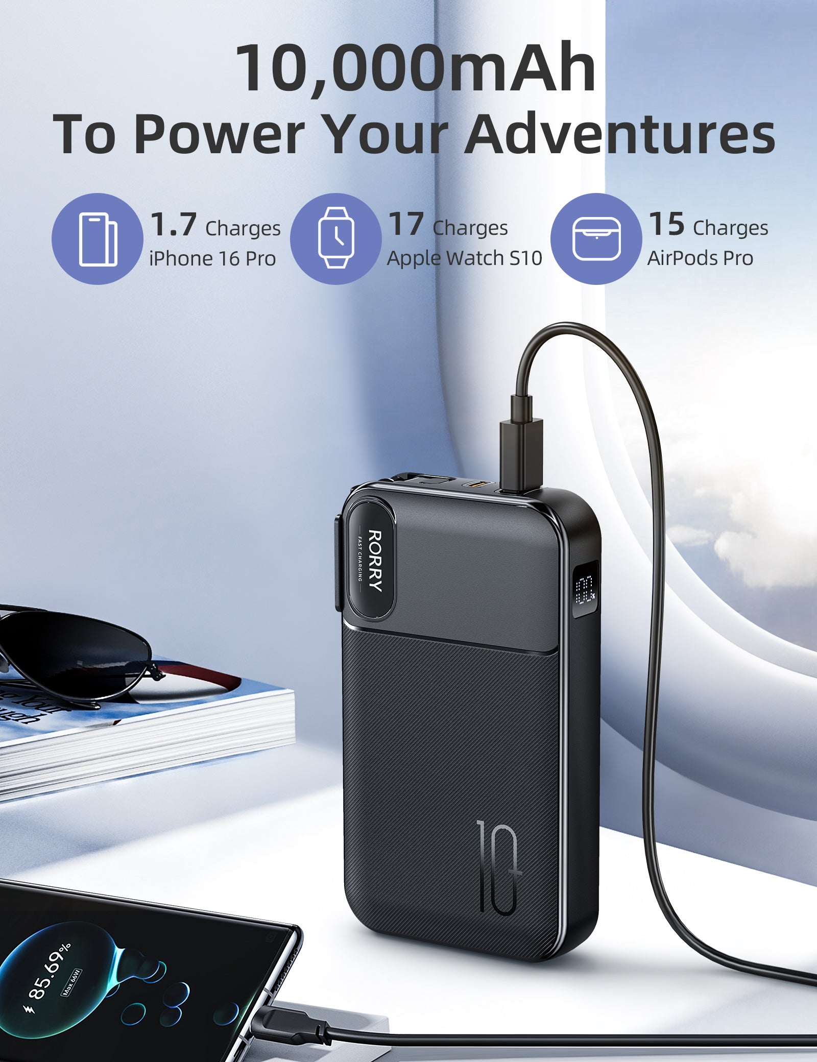 RORRY CB06 10000mAh Portable Charger(AC Wall Plug 22.5W)