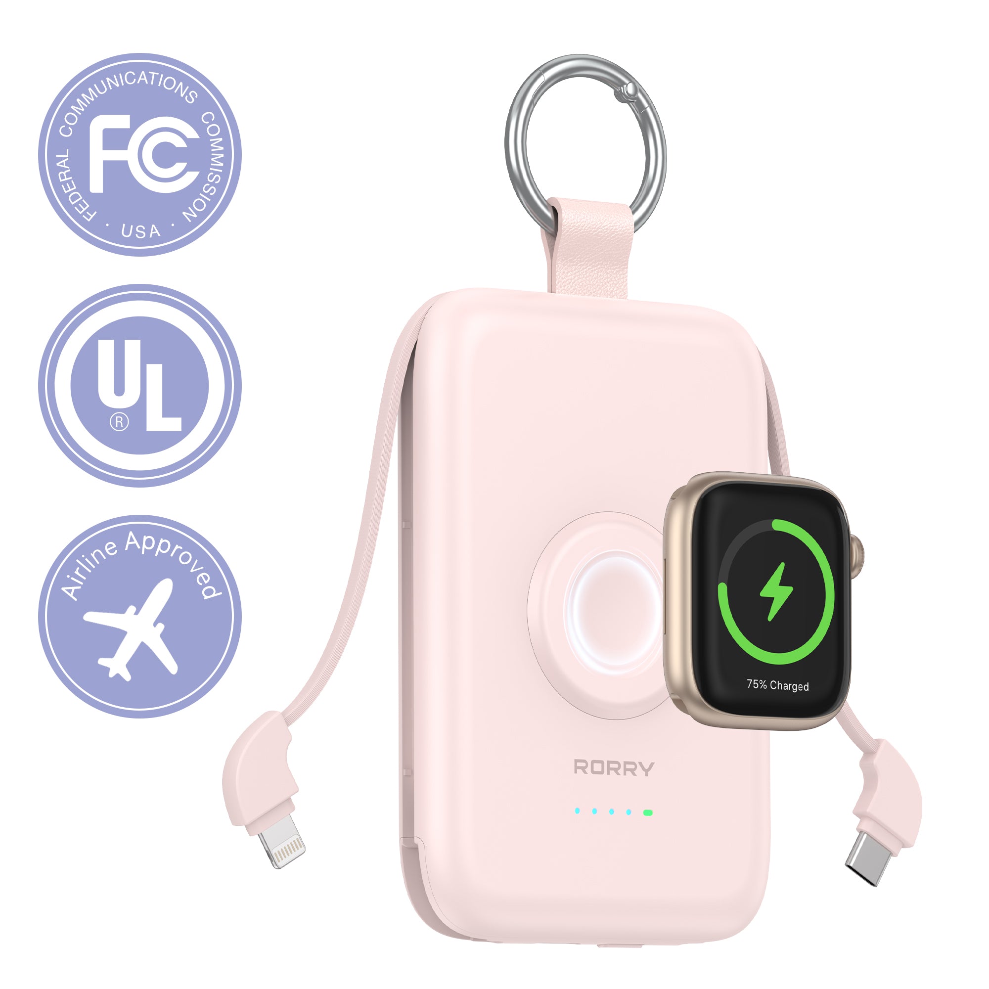 RORRY D2-10000mAh CharmGo Portable Charger Keychain Power Bank 20W