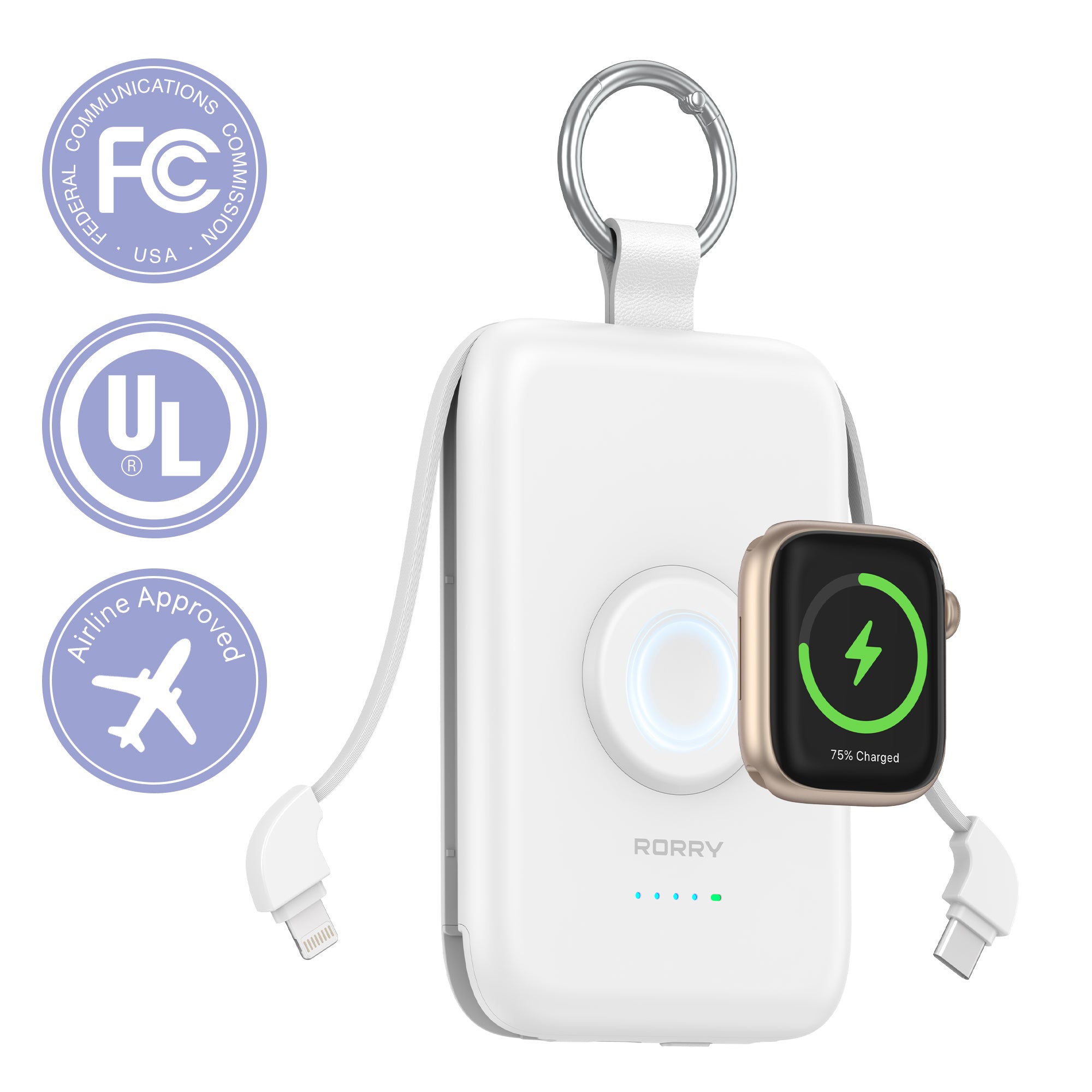 RORRY D2-10000mAh CharmGo Portable Charger Keychain Power Bank 20W
