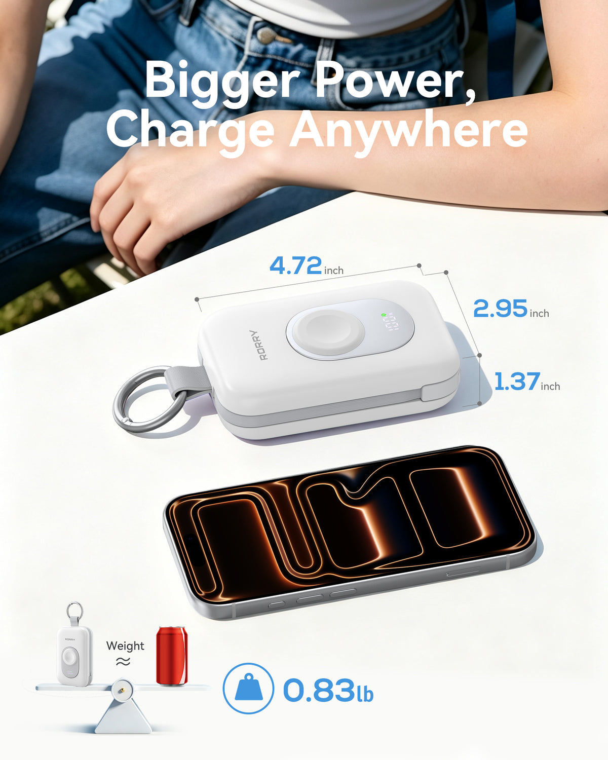 RORRY CharmGo D2-20000mAh Tragbarer Akku mit Schlüsselanhänger und Powerbank (30W)