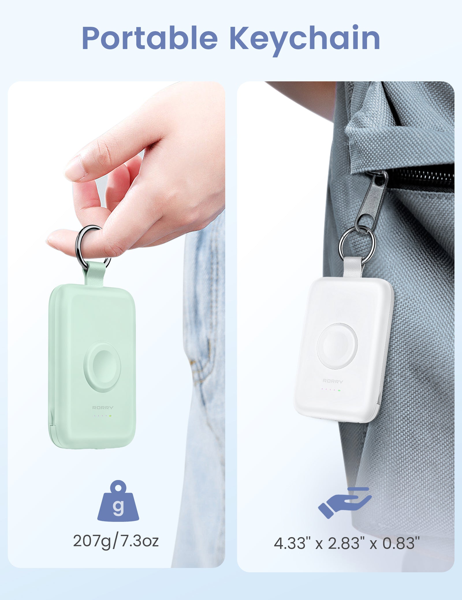 RORRY D2-10000mAh PD 20W Portable Charger Keychain Power Bank