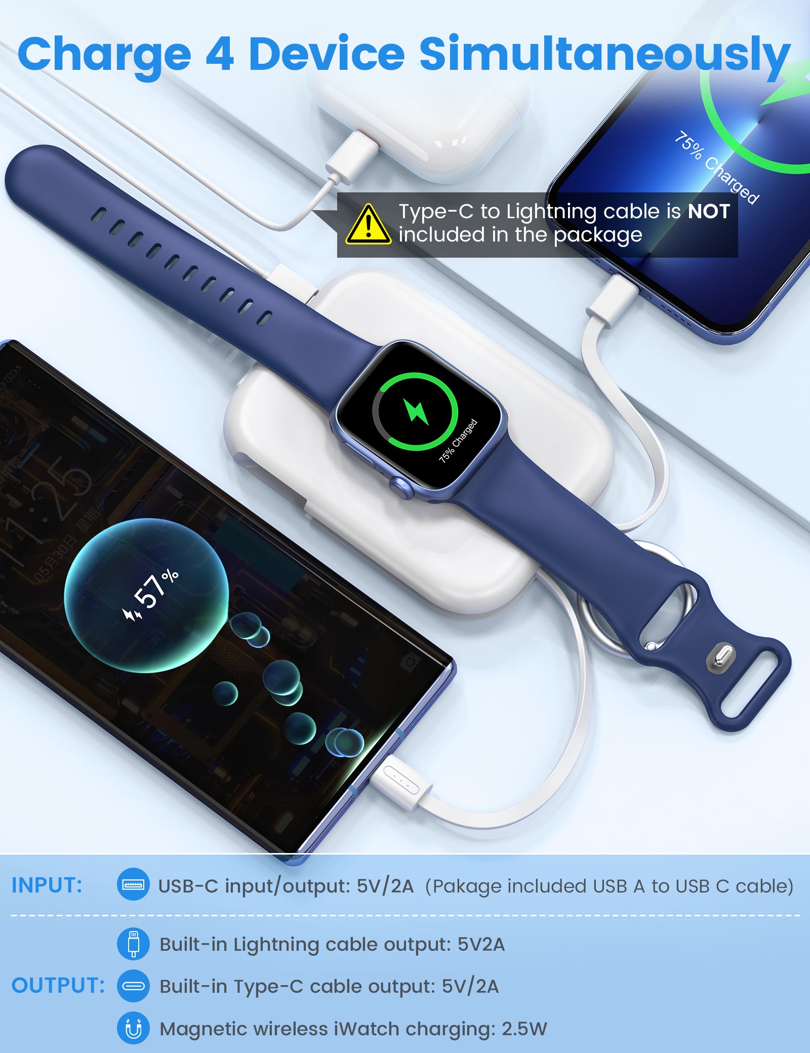 RORRY D2-5000mAh Portable Charger Keychain Power Bank