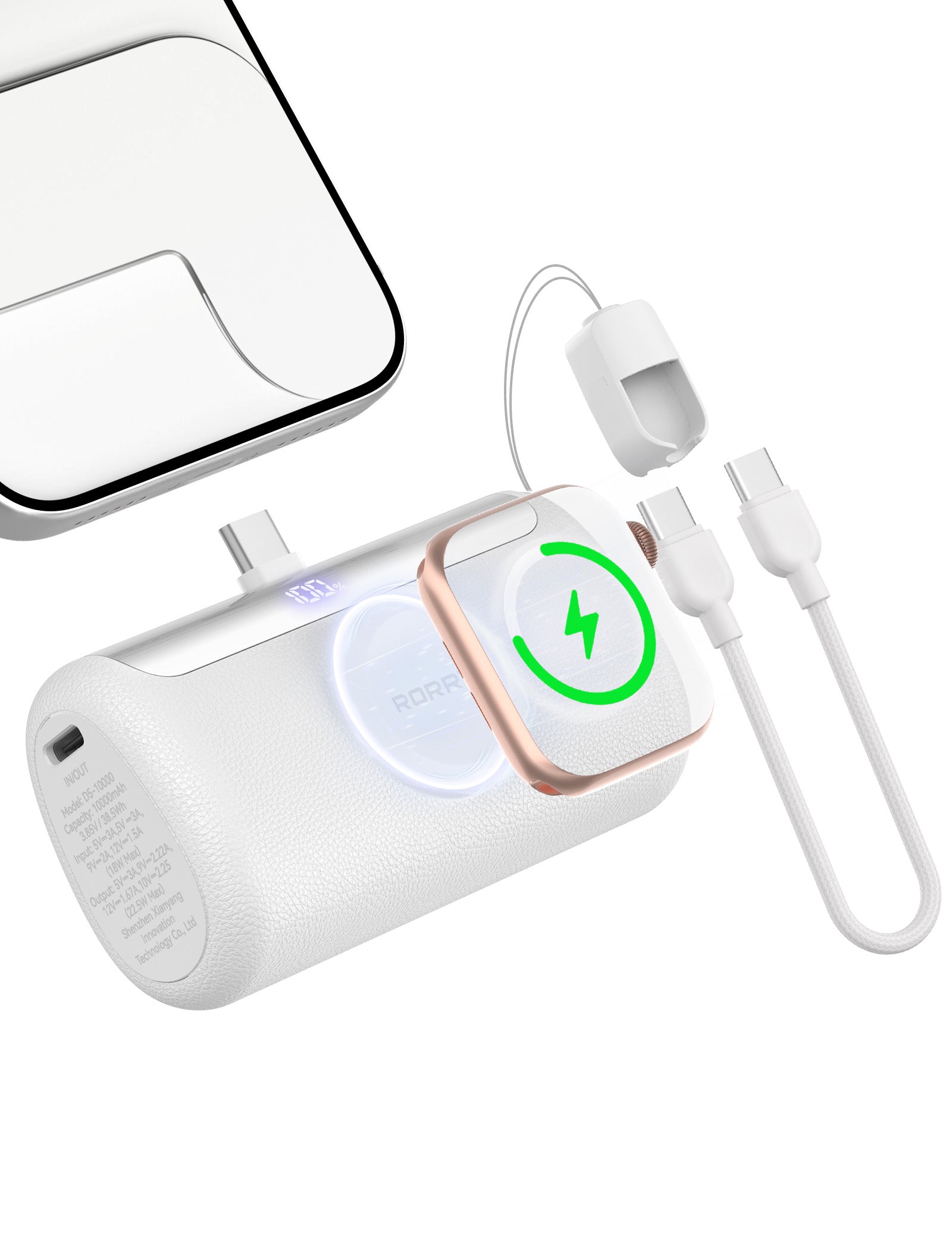 RORRY PalmGo D5-10000mAh Portable Charger USB-C Power Bank