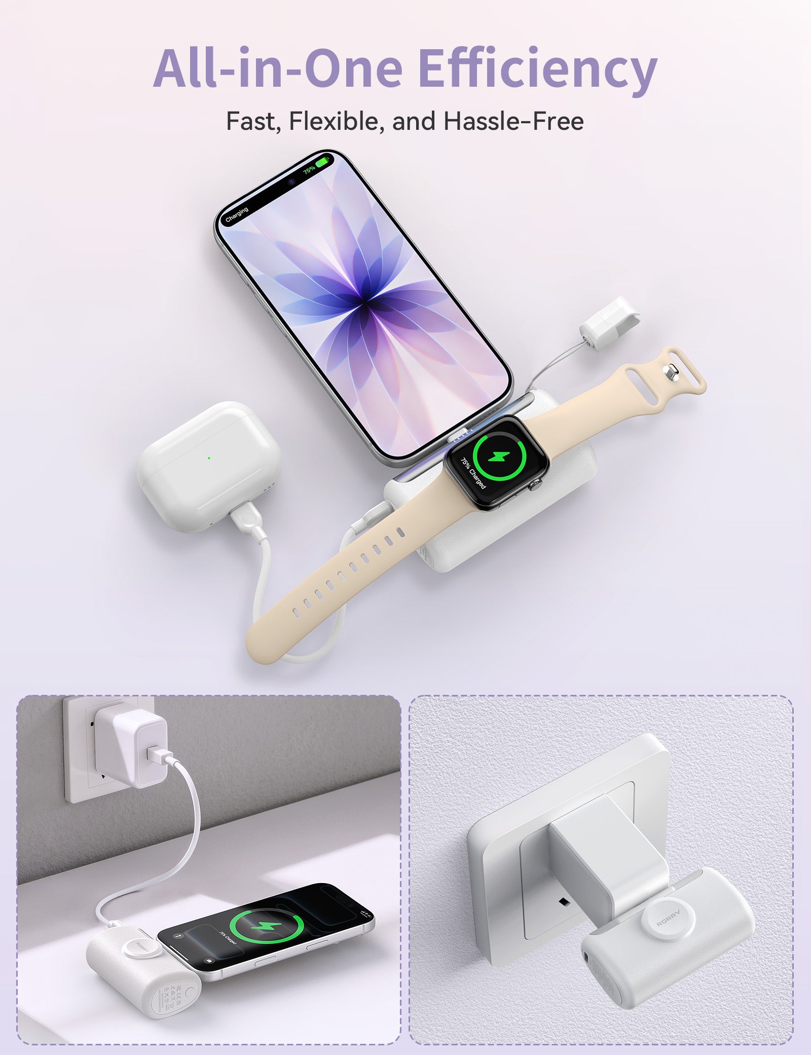 RORRY D5-10000mAh Portable Charger USB-C Power Bank