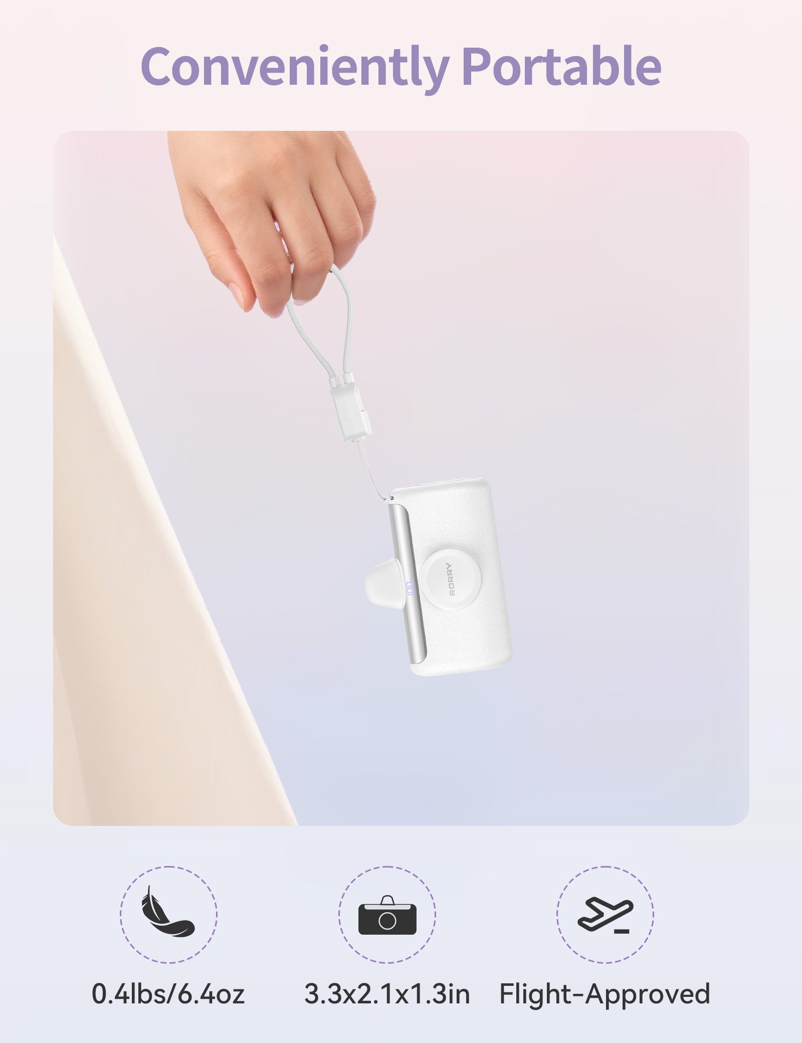 RORRY D5-10000mAh Portable Charger USB-C Power Bank