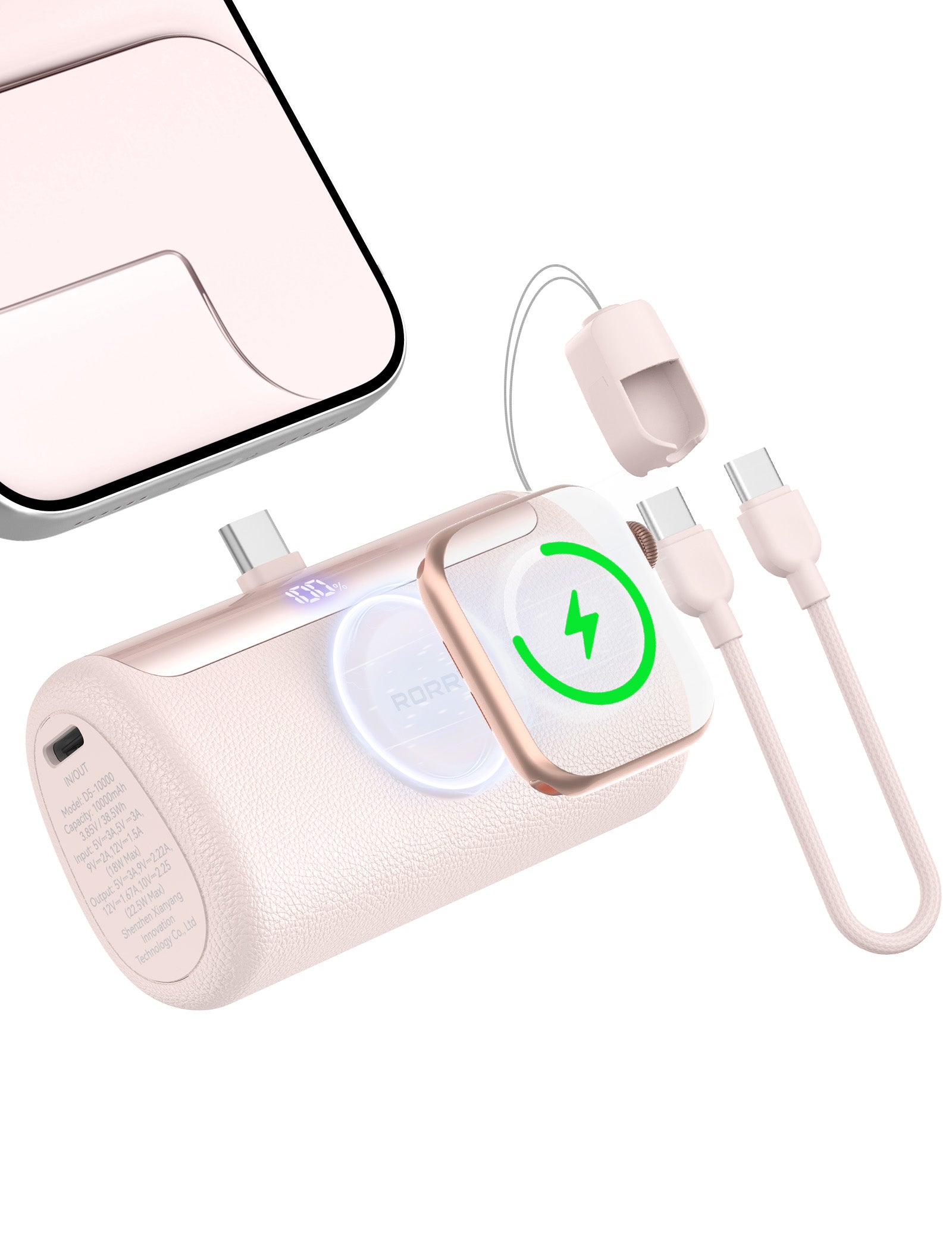 RORRY D5-10000mAh Portable Charger USB-C Power Bank