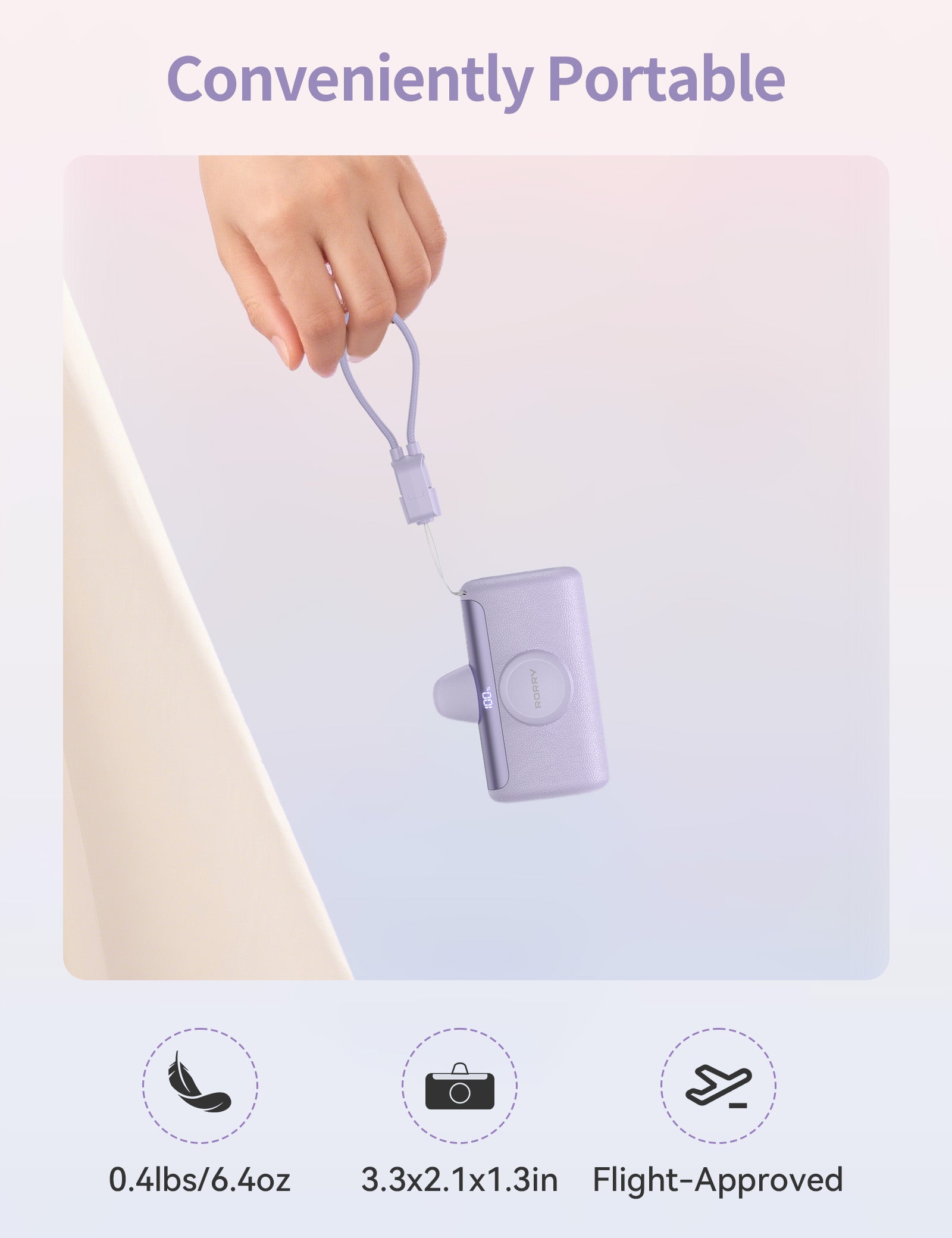 RORRY D5-10000mAh Portable Charger USB-C Power Bank