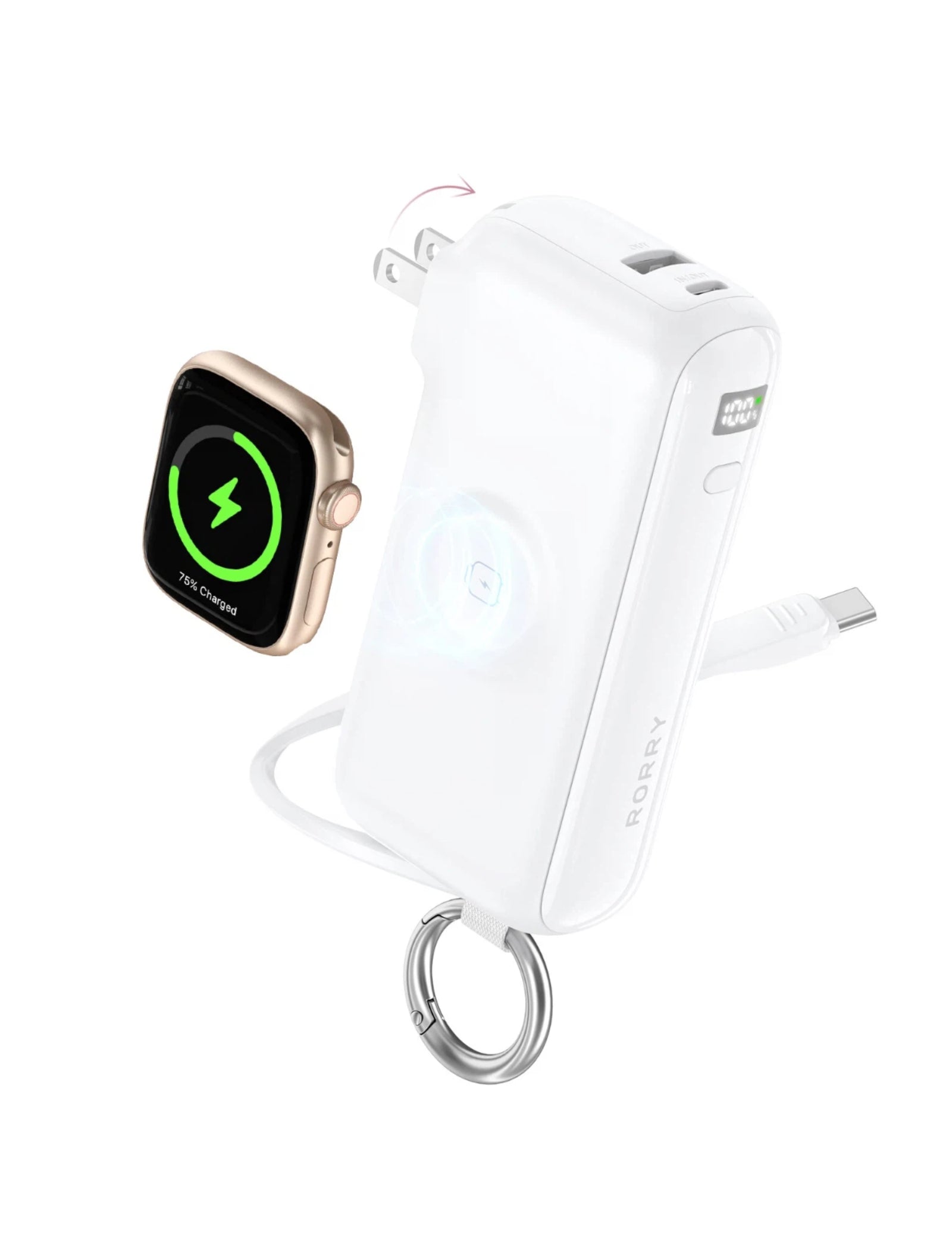 RORRY Flow CB4-10000mAh Portable Charger Charging with Cable & Wall Plug 40W