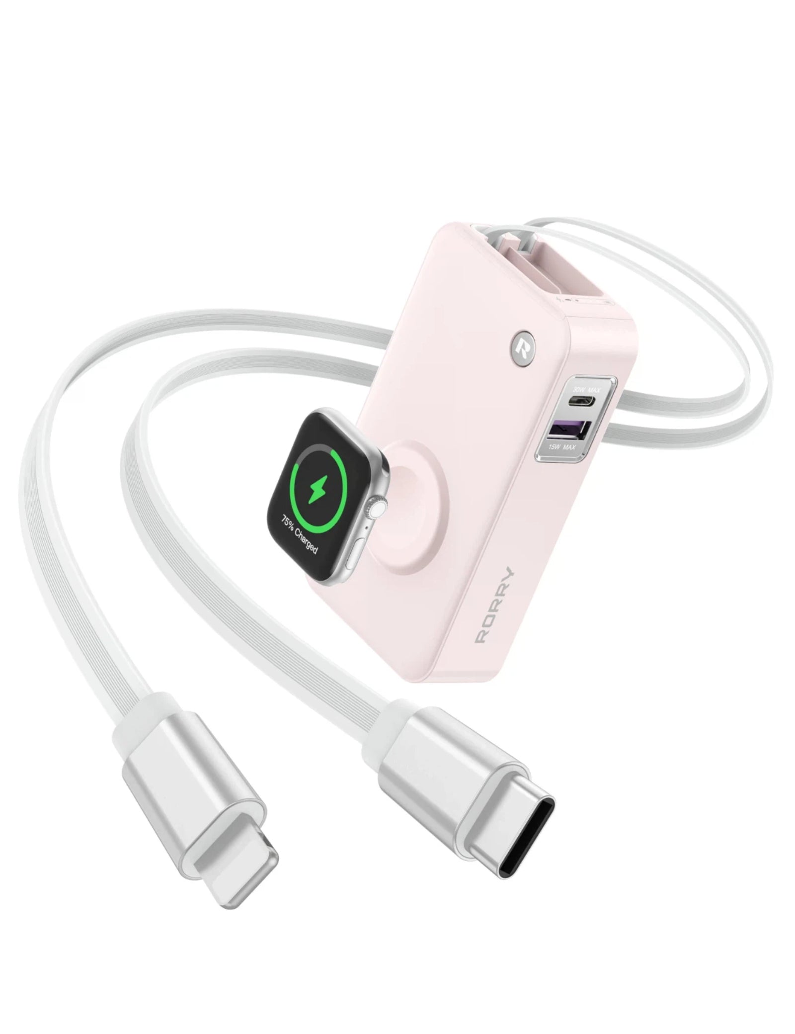 RORRY H1-10000mAh Portable Charger 30W Retractable Cables