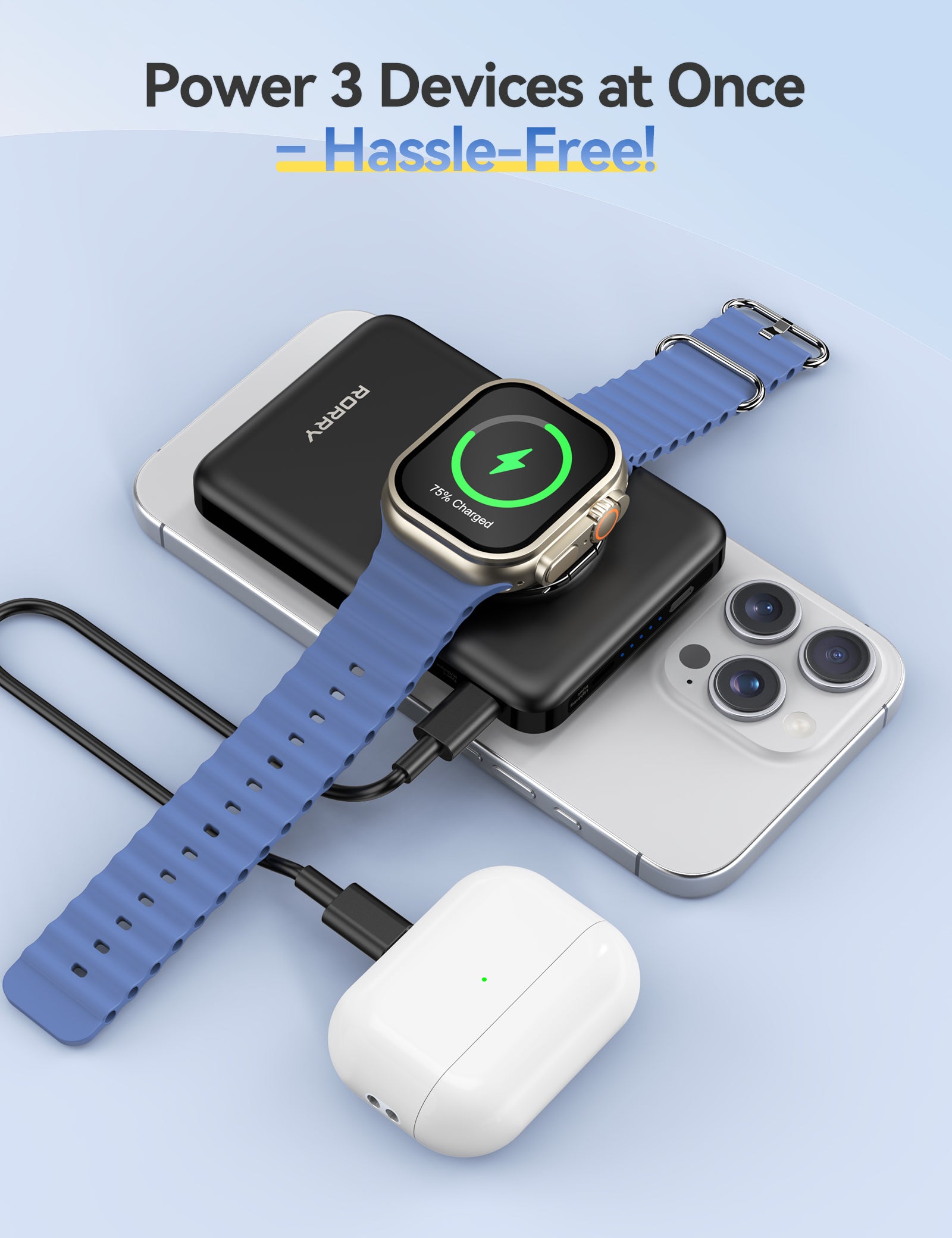 RORRY P1-10000mAh Magsafe Power Bank with Phone Ring