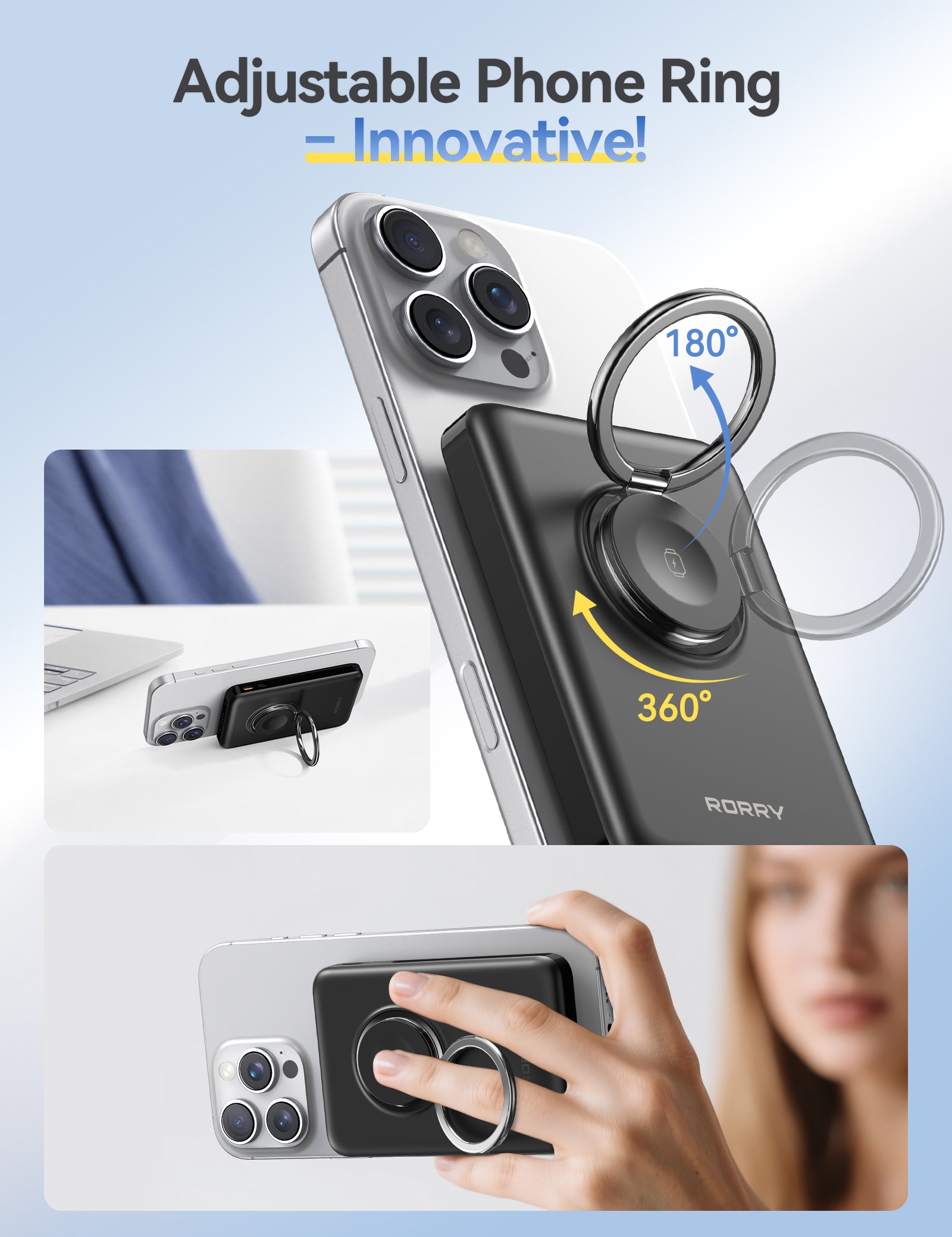 RORRY P1-10000mAh Magsafe Power Bank with Phone Ring