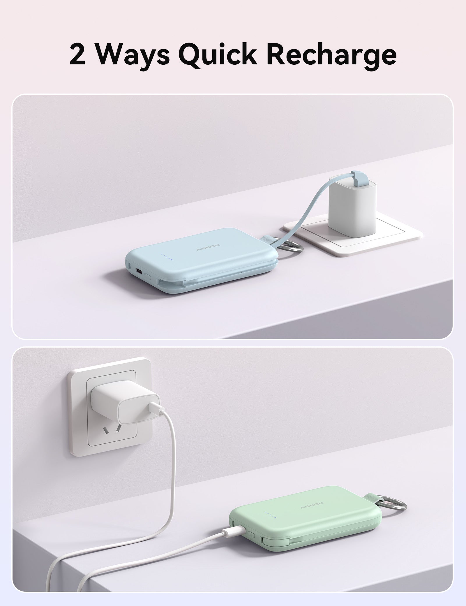 RORRY T1-10000mAh Portable Charger Keychain Power Bank 30W