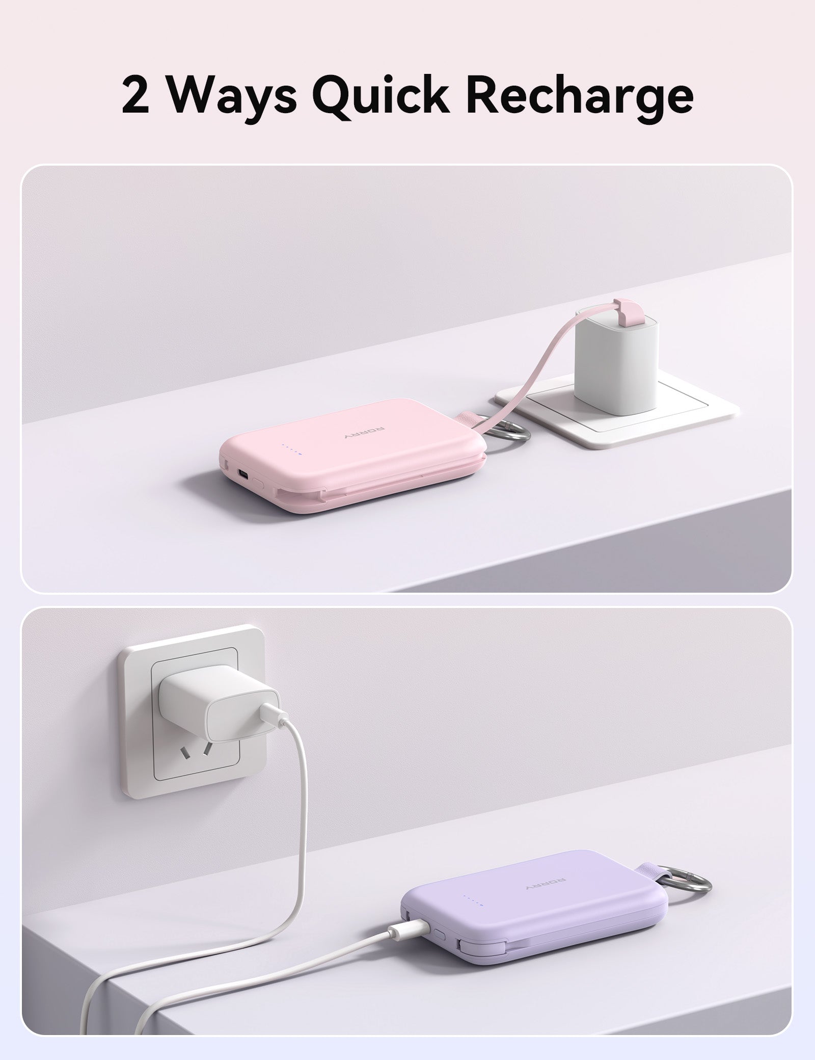 RORRY T1-10000mAh Portable Charger Keychain Power Bank 30W