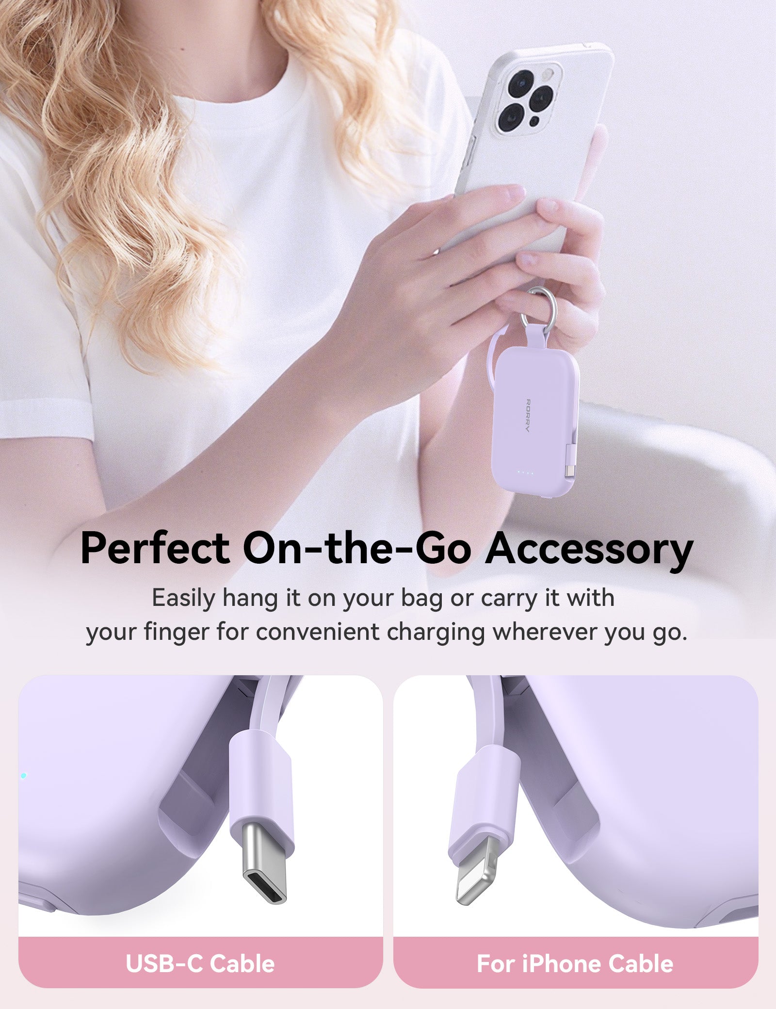 RORRY T1-5000mAh Portable Charger Keychain Power Bank