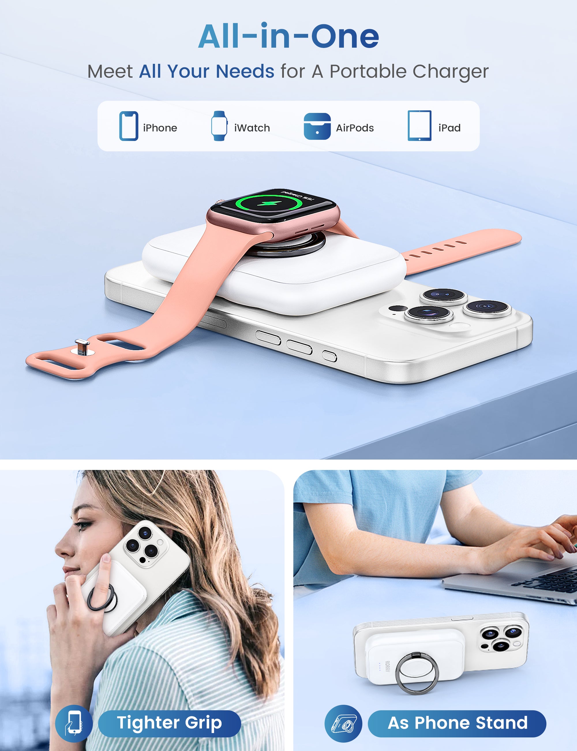RORRY D13 Magnetic Portable Charger, 5000mAh