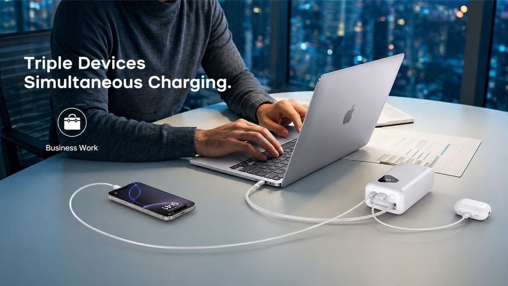 20,000mAh power bank Triple Devices Charging