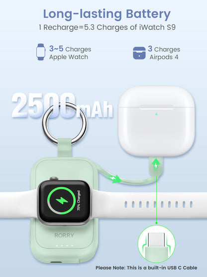 RORRY D2-2500mAh Mini Apple Watch Charger, Green