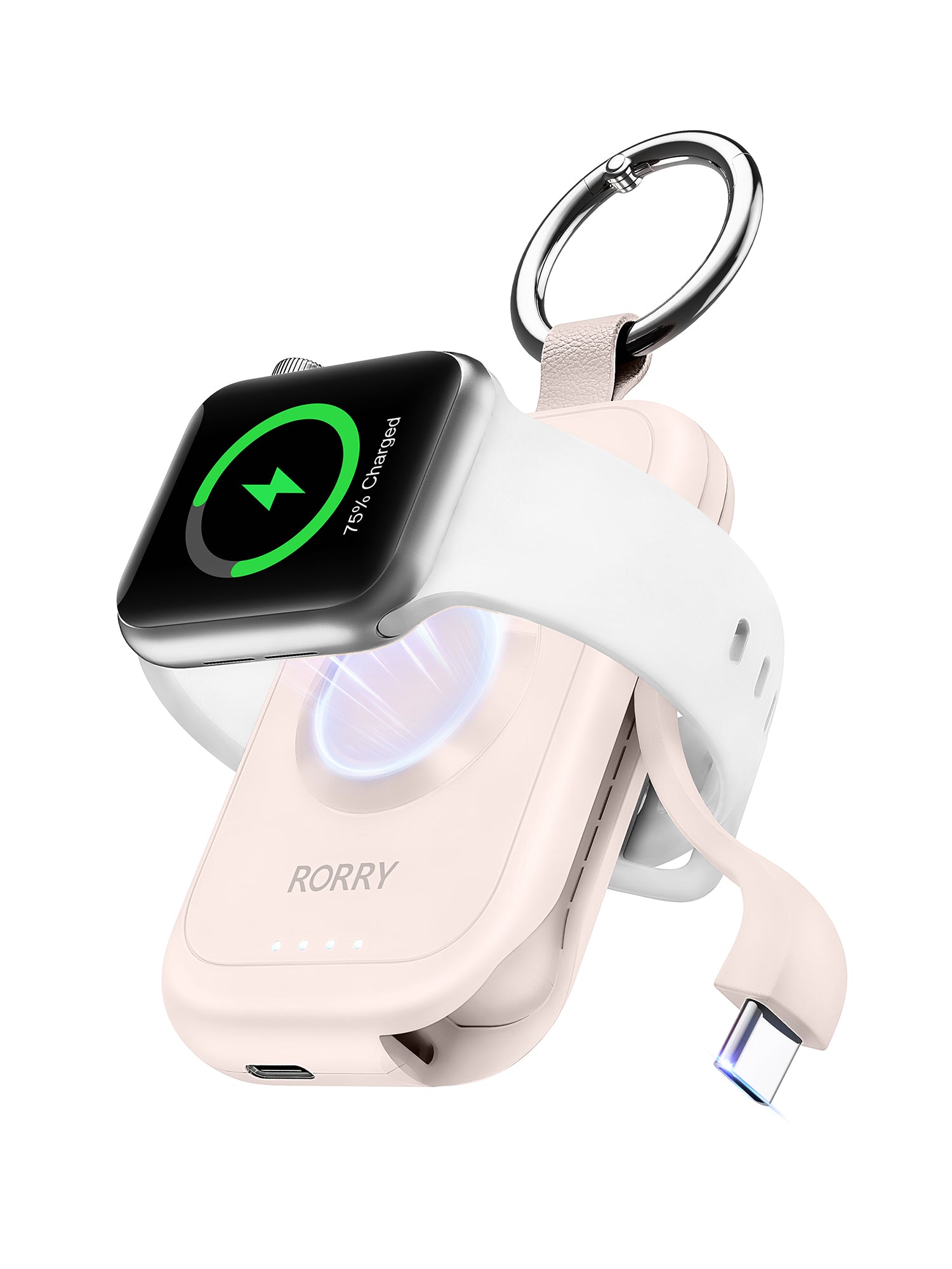 RORRY D2-2500mAh Mini Apple Watch Charger, Pink