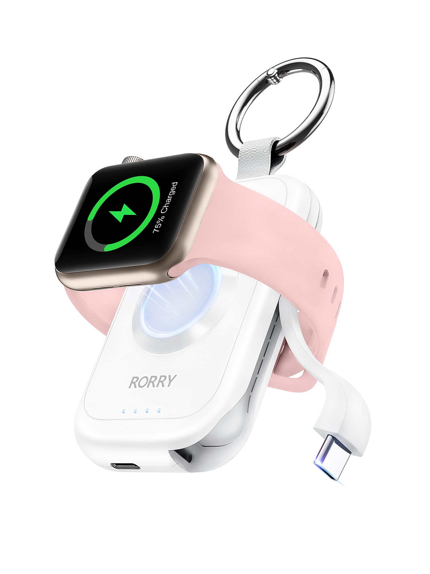 RORRY D2-2500mAh Mini Apple Watch Charger, White