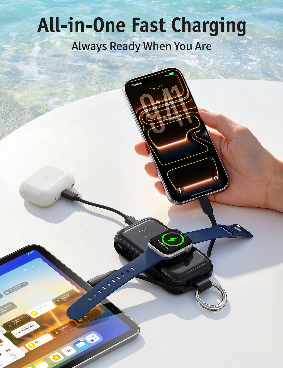 RORRY CharmGo® D4-10000mAh Portable Charger Keychain Power Bank 45W