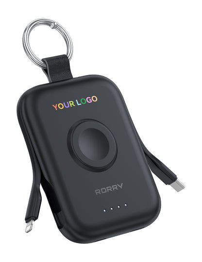 Porte-clés/batterie externe CharmGo D2 avec logo RORRY personnalisé (5 000 mAh) -Vente en gros
