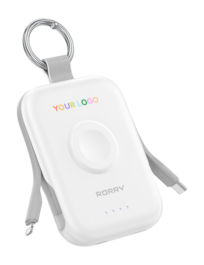Porte-clés/batterie externe CharmGo D2 avec logo RORRY personnalisé (5 000 mAh) -Vente en gros