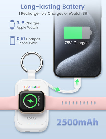 Custom Logo RORRY D2-2500mAh Portable Charger Keychain Power Bank