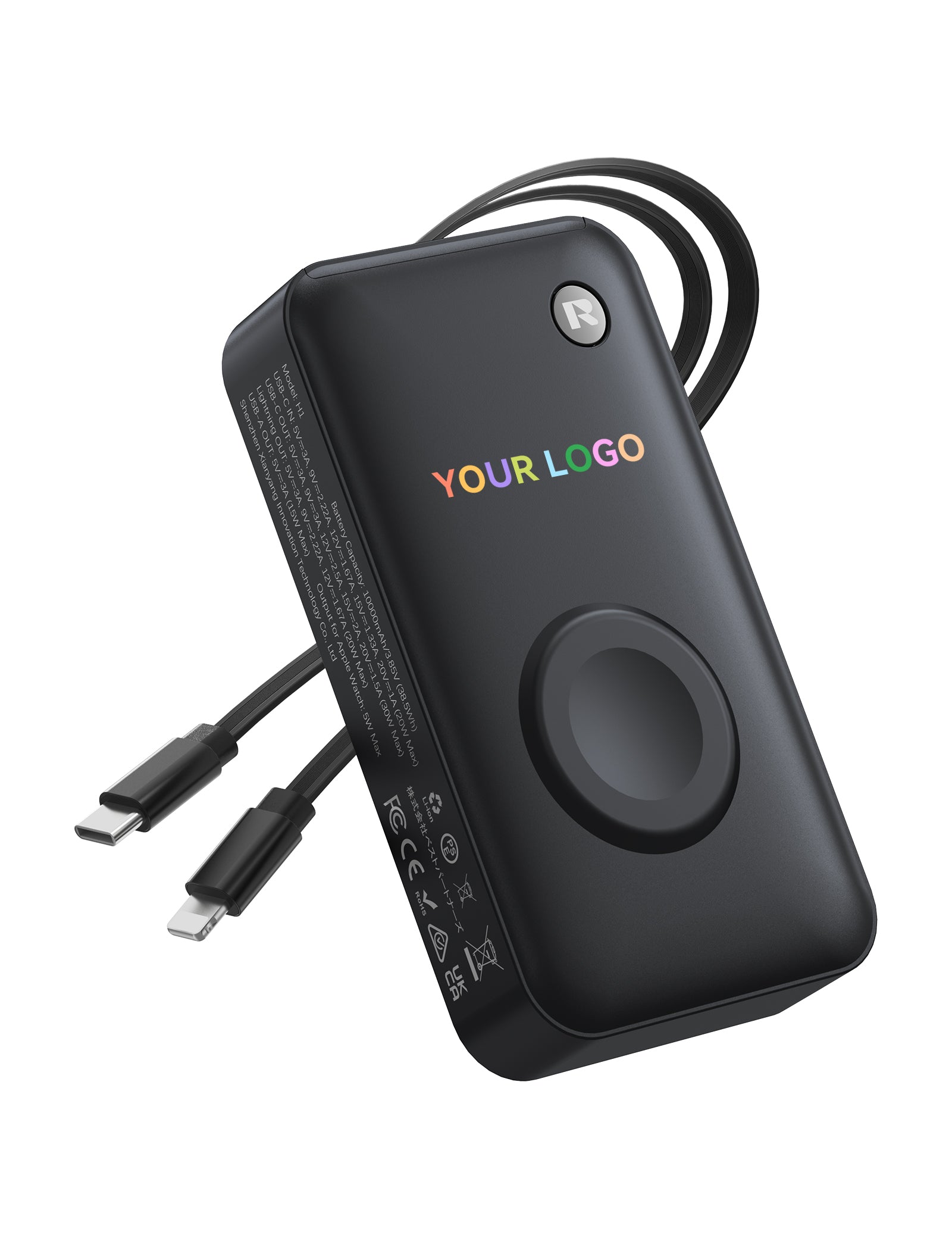 Chargeur portable RORRY H1-10000mAh 30W avec câbles rétractables