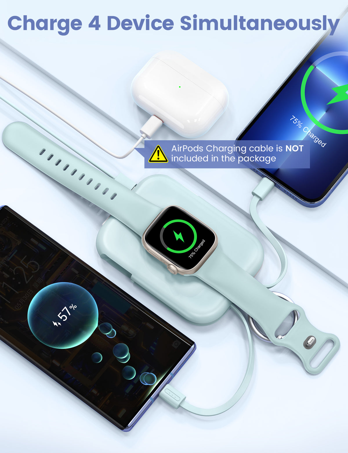 CharmGo D2 Schlüsselanhänger-Powerbank mit individuellem RORRY-Logo (5.000 mAh) – Großpackung