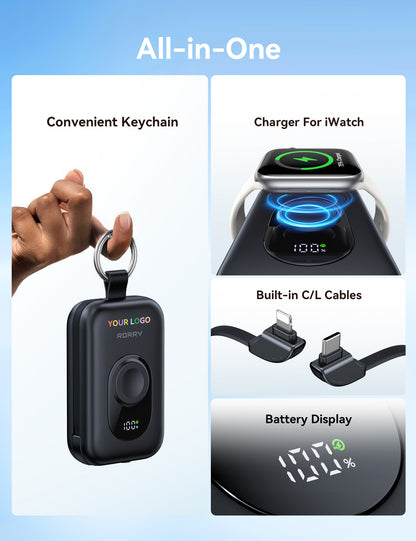 Custom Logo RORRY CharmGo D2-20000mAh Portable Charger Keychain Power Bank 30W