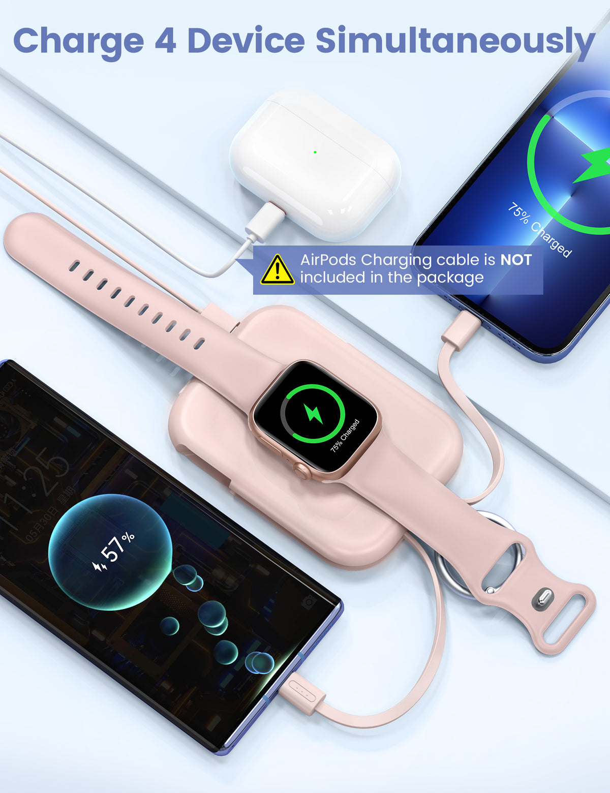 Porte-clés/batterie externe CharmGo D2 avec logo RORRY personnalisé (5 000 mAh) -Vente en gros