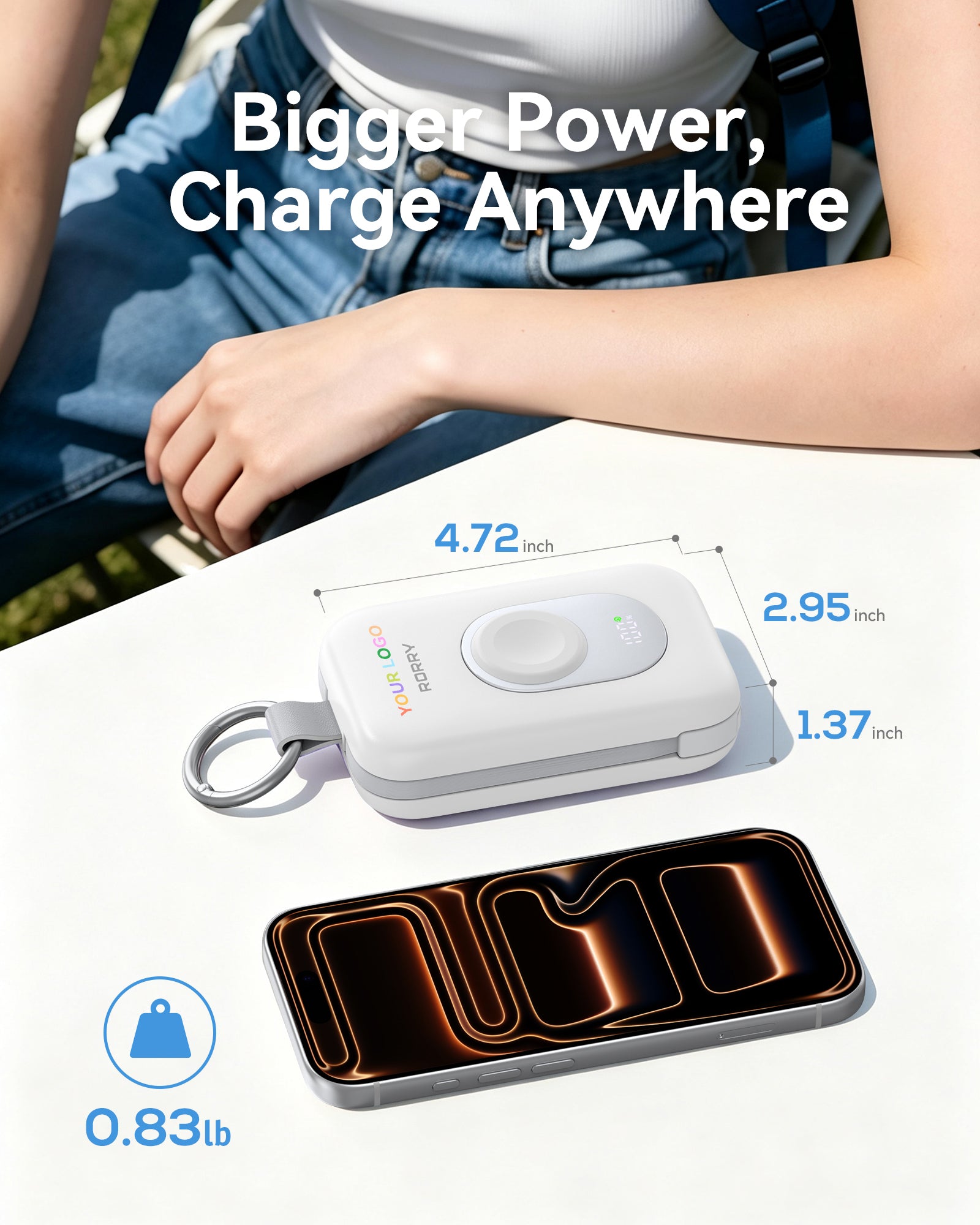Custom Logo RORRY CharmGo D2-20000mAh Portable Charger Keychain Power Bank 30W