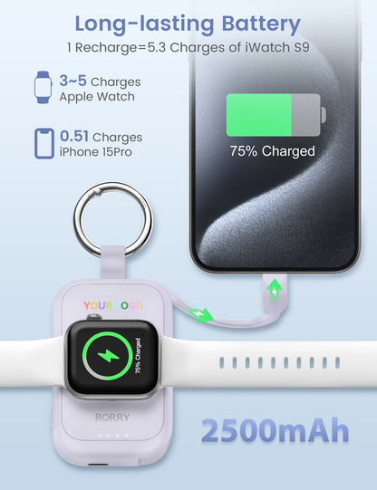 Custom Logo RORRY D2-2500mAh Portable Charger Keychain Power Bank